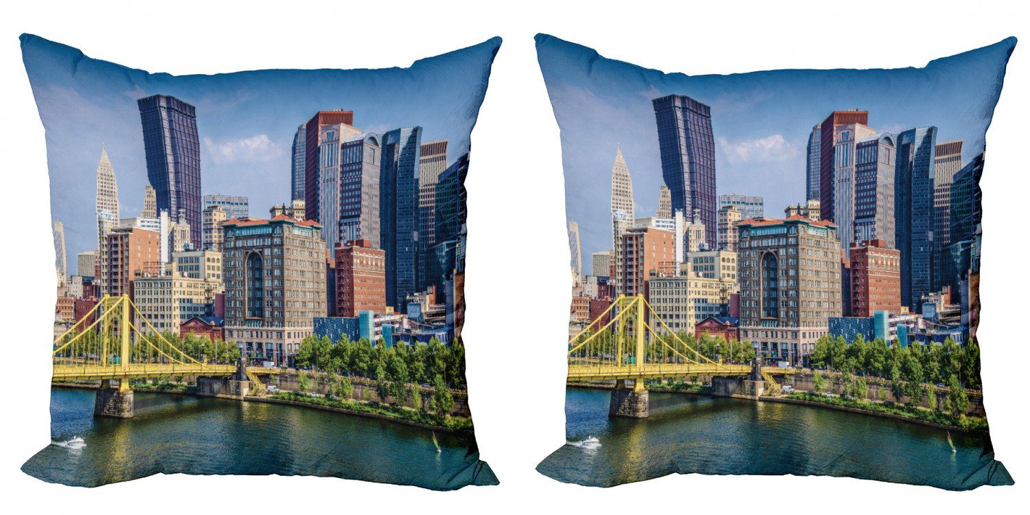 Kissenbezüge Modern Accent Doppelseitiger Digitaldruck, Abakuhaus (2 Stück), Stadt Pittsburgh Tagsüber Picturesque