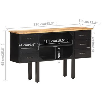 vidaXL Sideboard Sideboard 110x30x65 cm Raues Mango-Massivholz und Stahl (1 St)