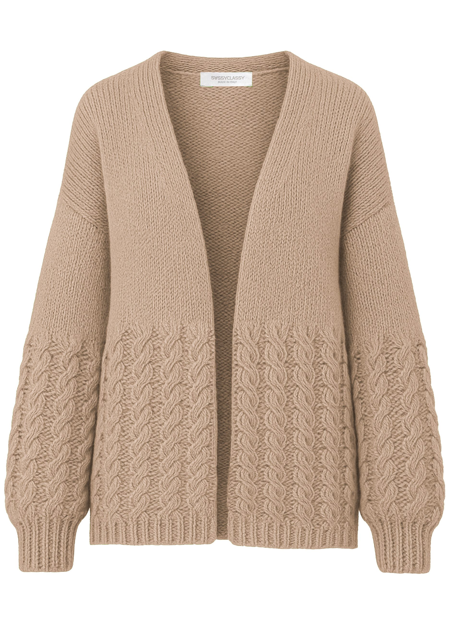 SASSYCLASSY Cardigan Strickcardigan mit Zopfmuster für günstig online kaufen