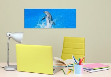 Wallario Glasbild, Fröhlicher Delfin im blauen Wasser, in verschiedenen Ausführungen