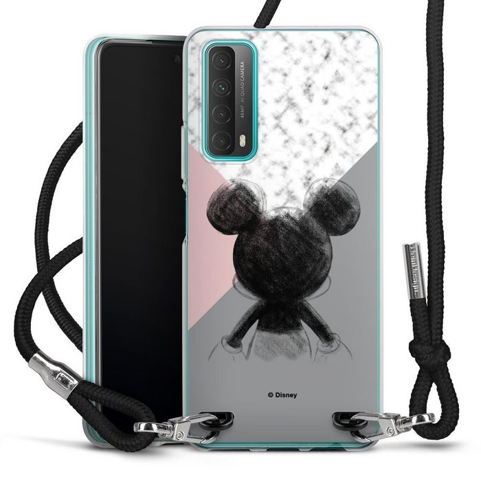 DeinDesign Handyhülle Disney Marmor Mickey Mouse Mickey Mouse Scribble Huawei P Smart 2021 Handykette Hülle mit Band Case zum Umhängen