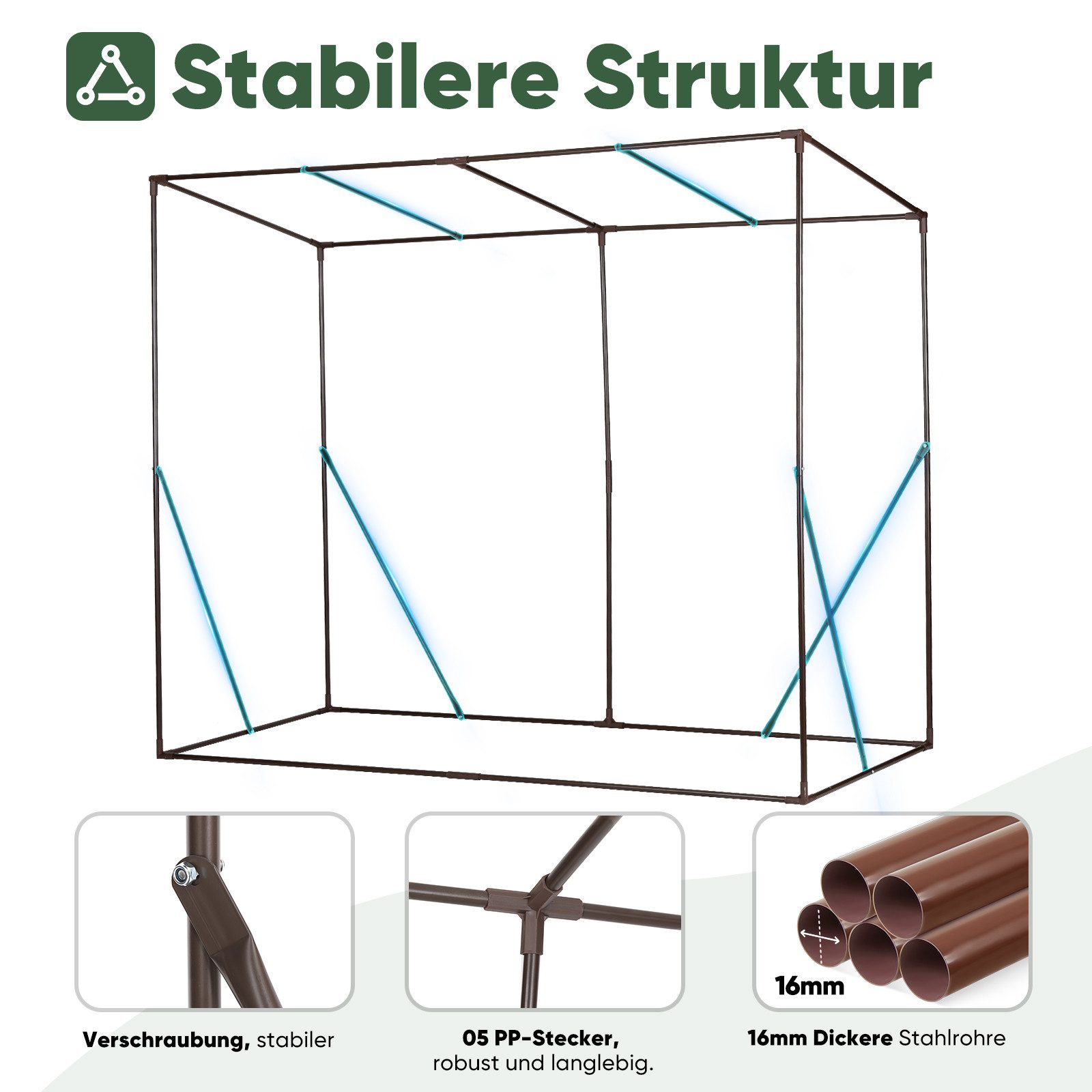 Sekey Gewächshaus Schrägdach Foliengew...