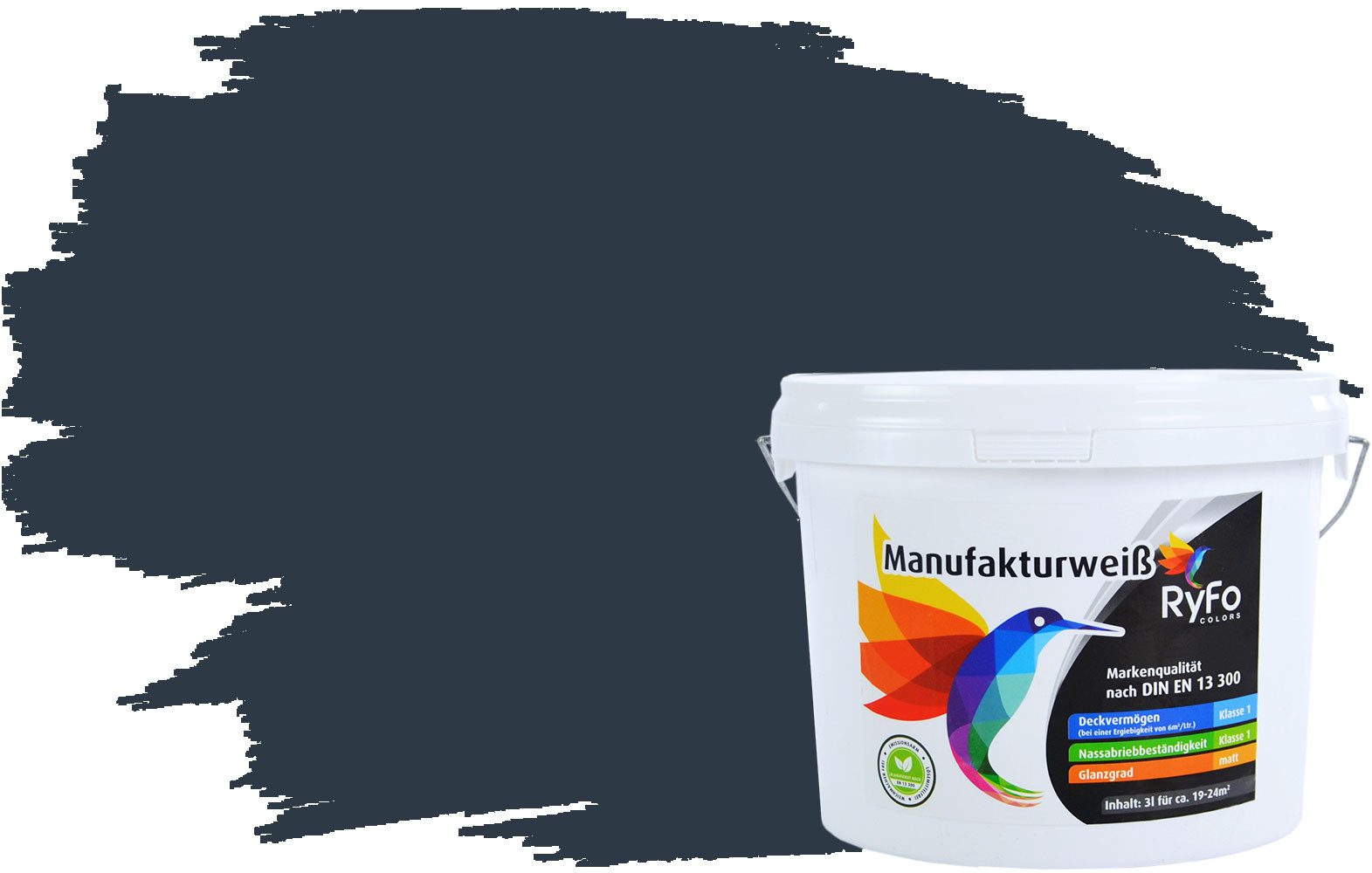 RyFo Colors Wand- und Deckenfarbe Manufakturweiß Blautöne,1 L ca. 8 m², Deckkraft-/Nassabriebklasse 1, matt, atmungsaktiv, für Innenräume