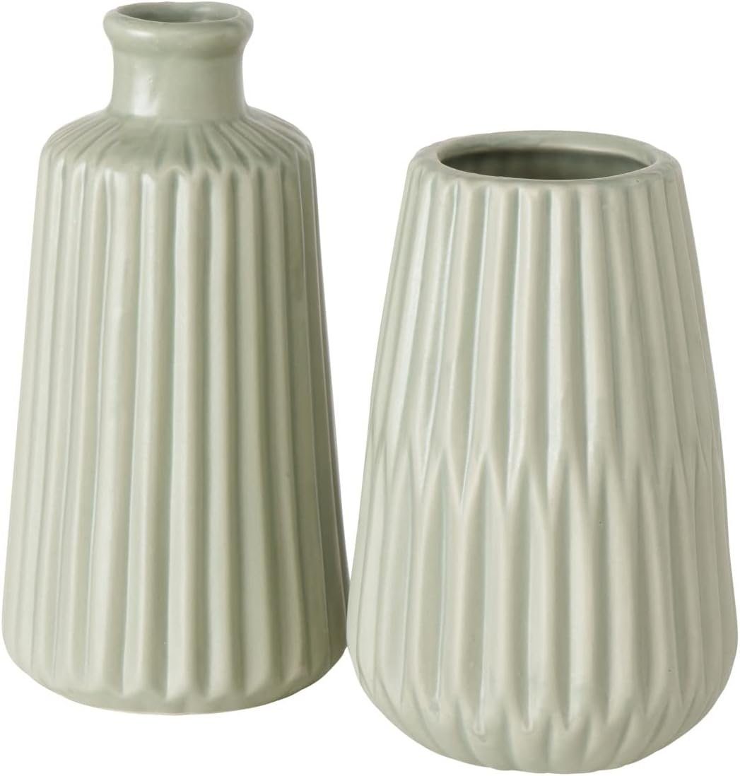 hellgrün Tischvase Esko 2-teilig Set BOLTZE Vasen Ã¸ Boltze Blumenvasen Keramik, matt,