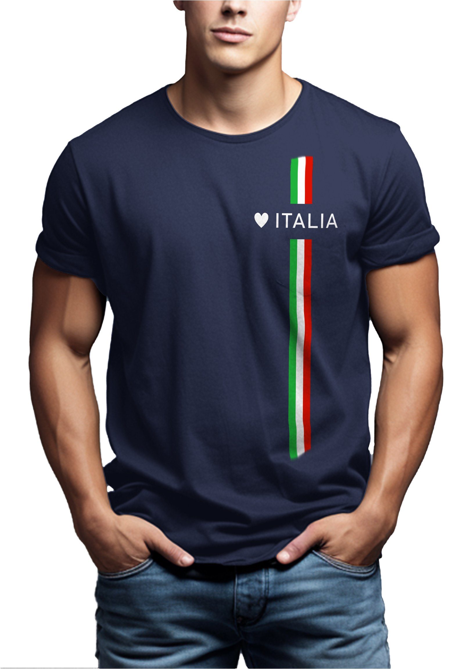 MAKAYA T-Shirt Herren Italia Herz Italienische Flagge Fahne Fußball Trikot günstig online kaufen