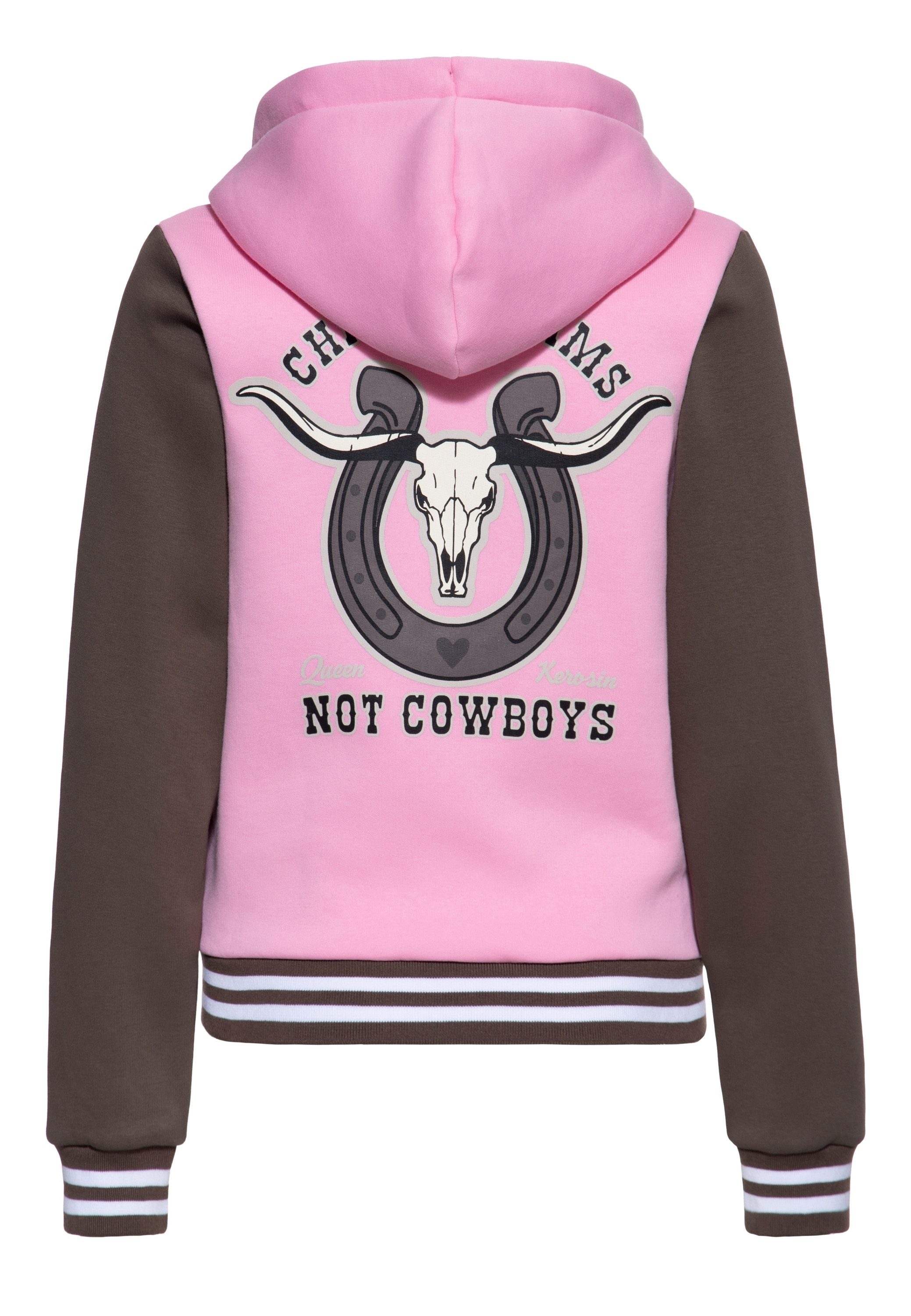 QueenKerosin Kapuzensweatjacke Chase Dreams Not Cowboys (1-tlg) mit Rückenp günstig online kaufen