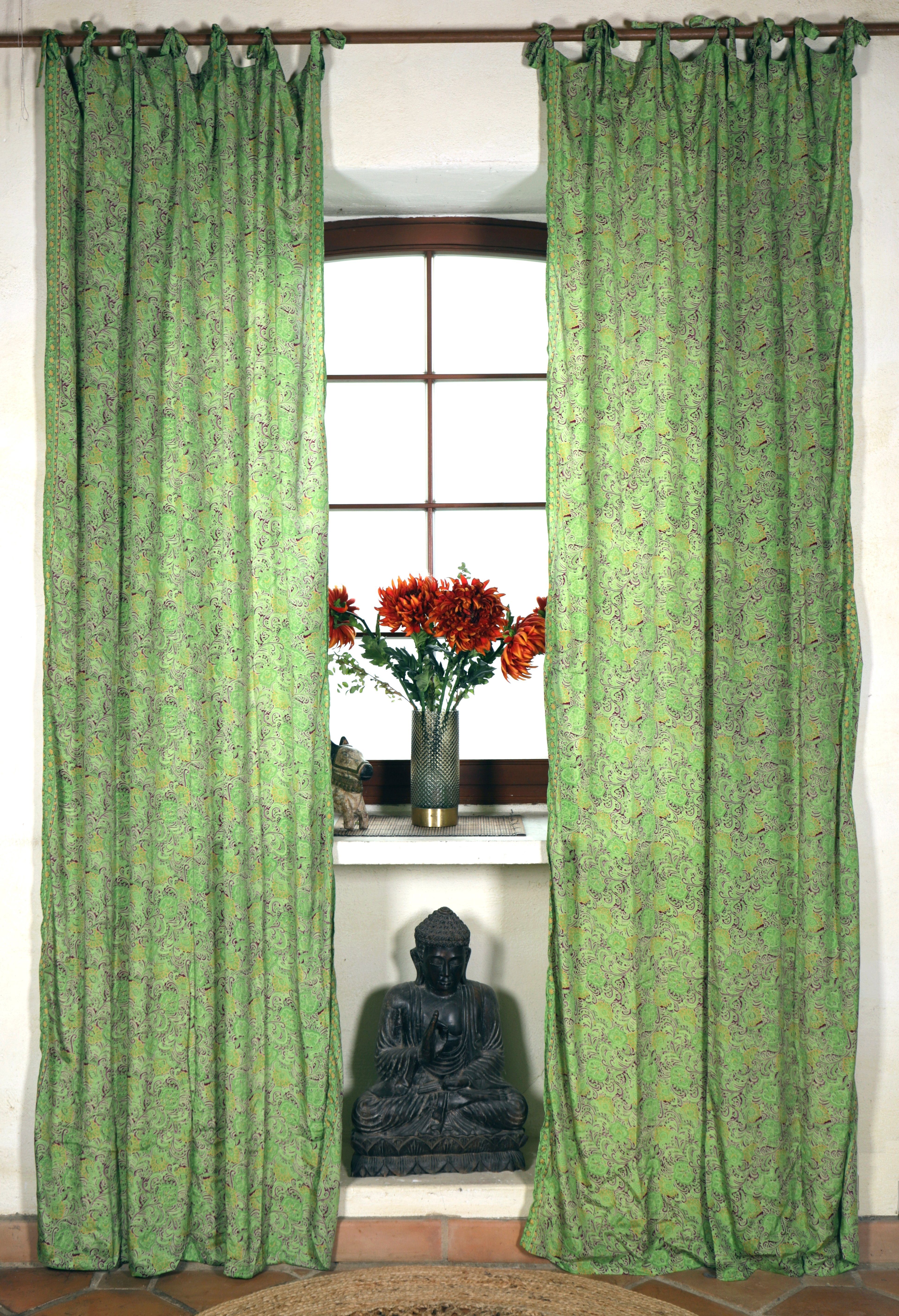 Vorhang Seidige Boho Vorhänge, 1 Paar Bohemia Gardine..