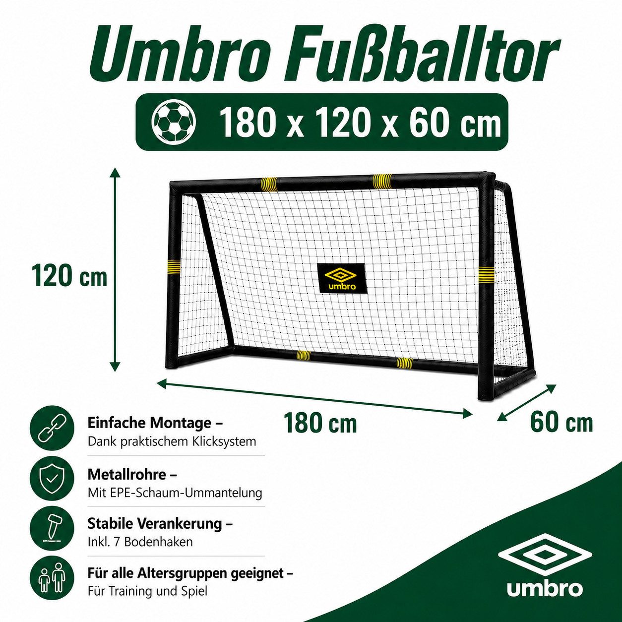 Umbro Fußballtor Umbro Fußballtor 180x120x60cm