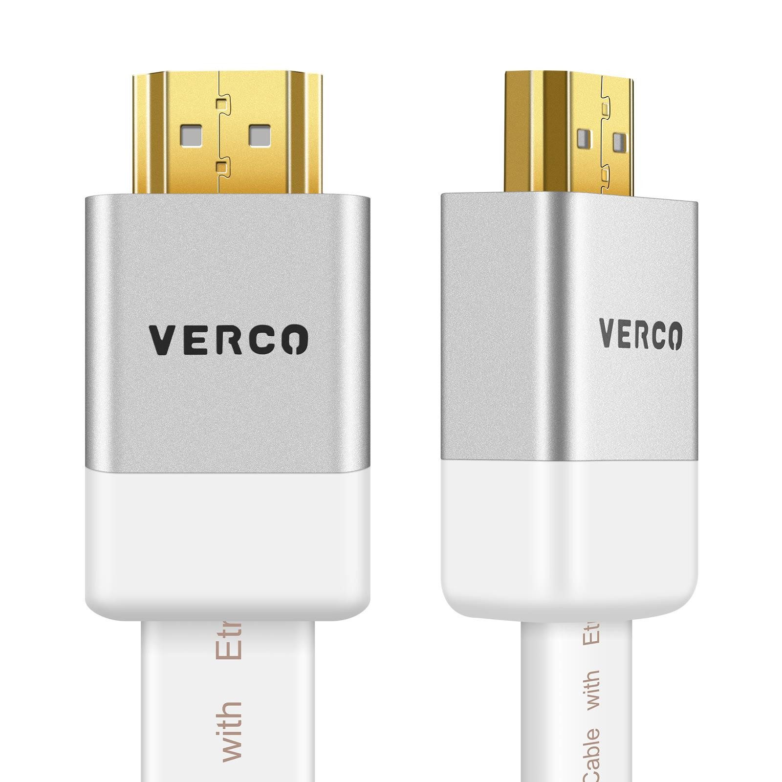 VERCO Full HD 4K UHD flaches 2.0 HDMI-Kabel, HDMI Typ A, (750 cm), ARC 3D Cec High Speed Ethernet Stecker sind vergoldet