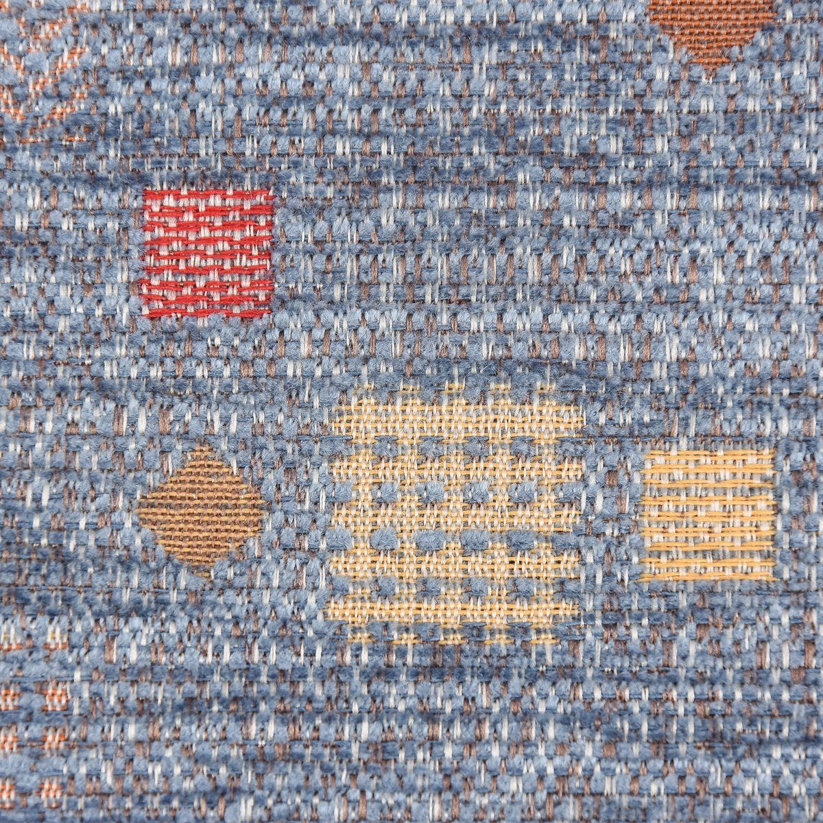 Thumbnail - SCHÖNER LEBEN. Stoff Möbelstoff Bezugsstoff Chenille WALSUM Kästchen blau 140cm Breite, made in Germany