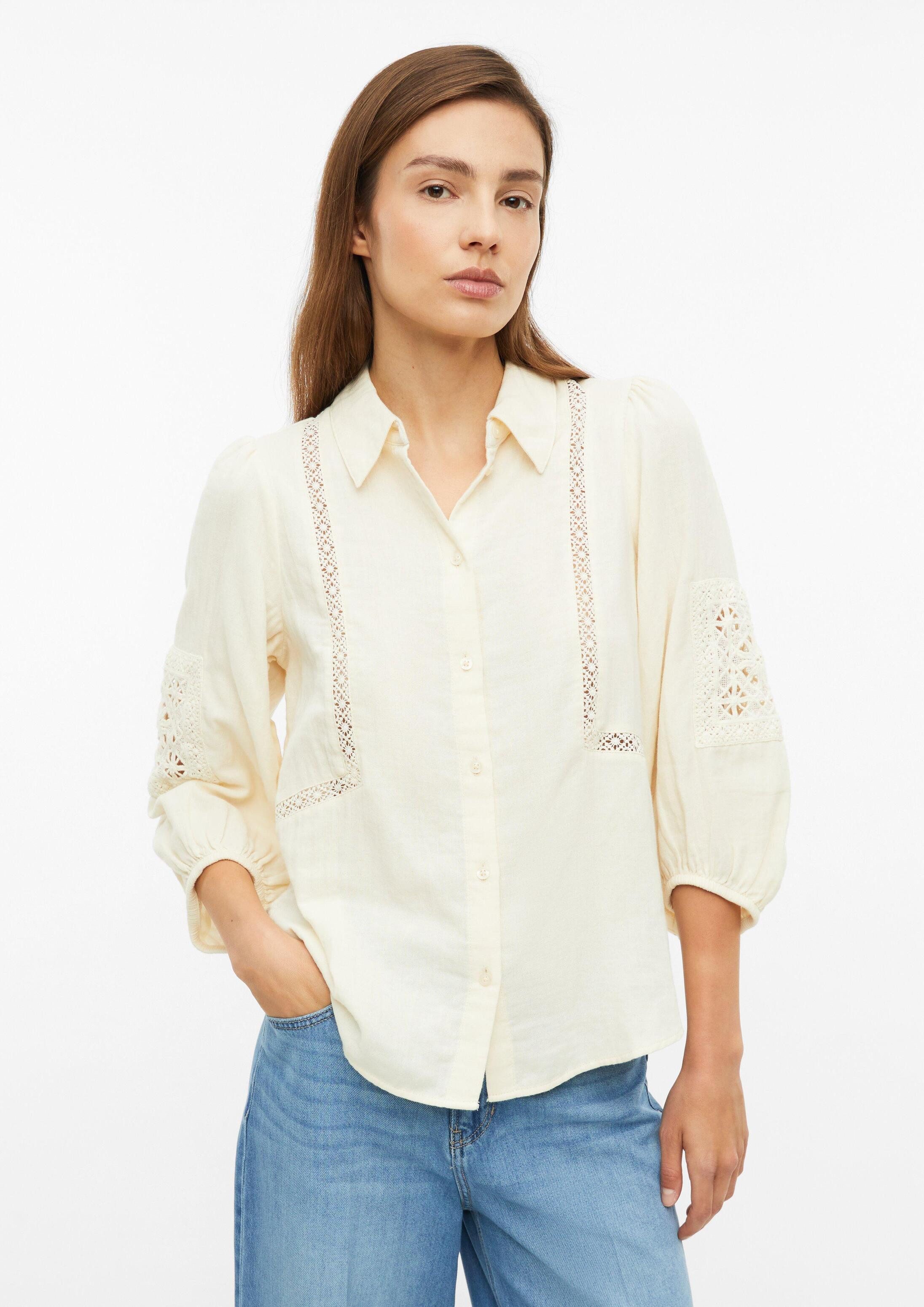 s.Oliver Kurzarmbluse Bluse Musselin-Bluse mit Spitzendetails