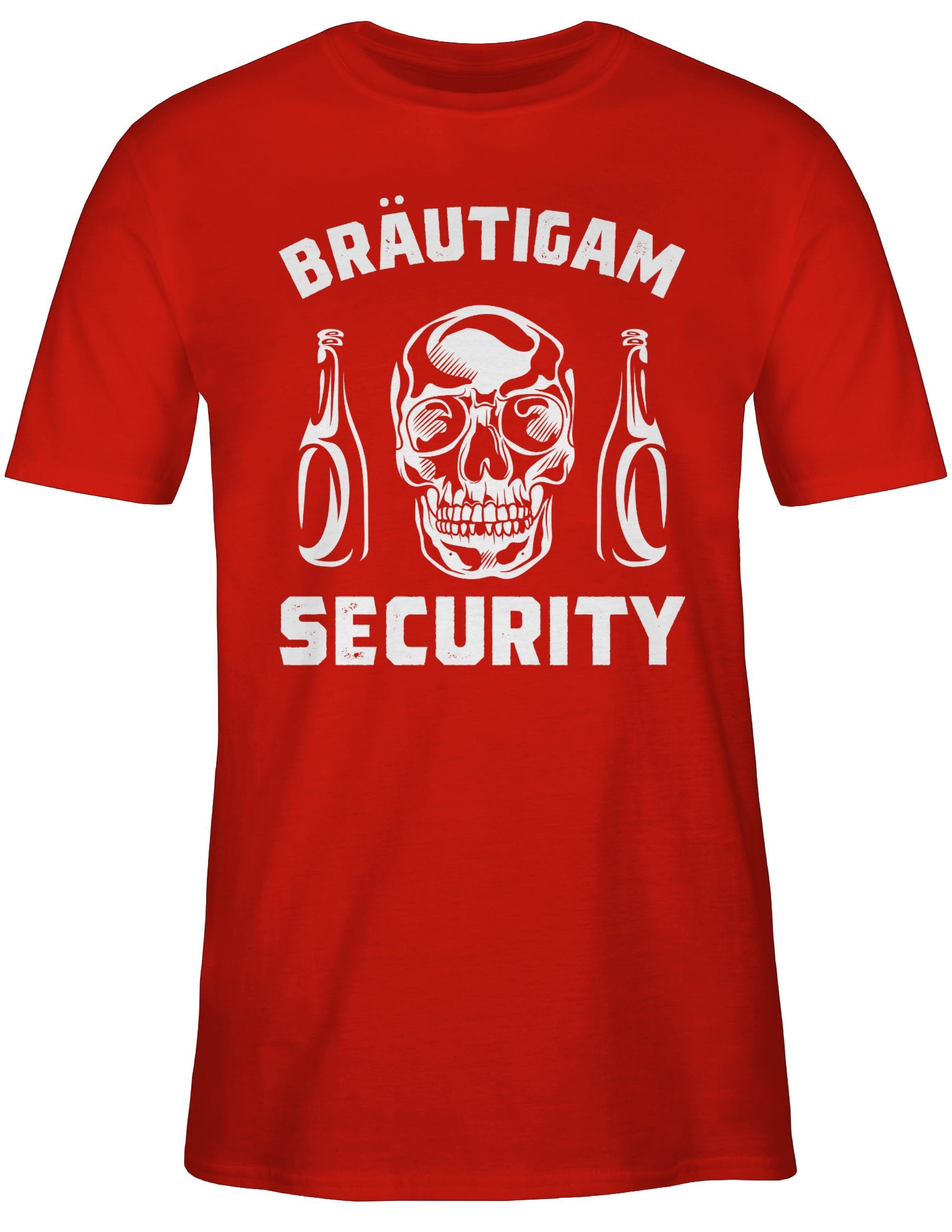 Security T-Shirt Männer 2 Rot JGA Totenkopf Bräutigam Shirtracer