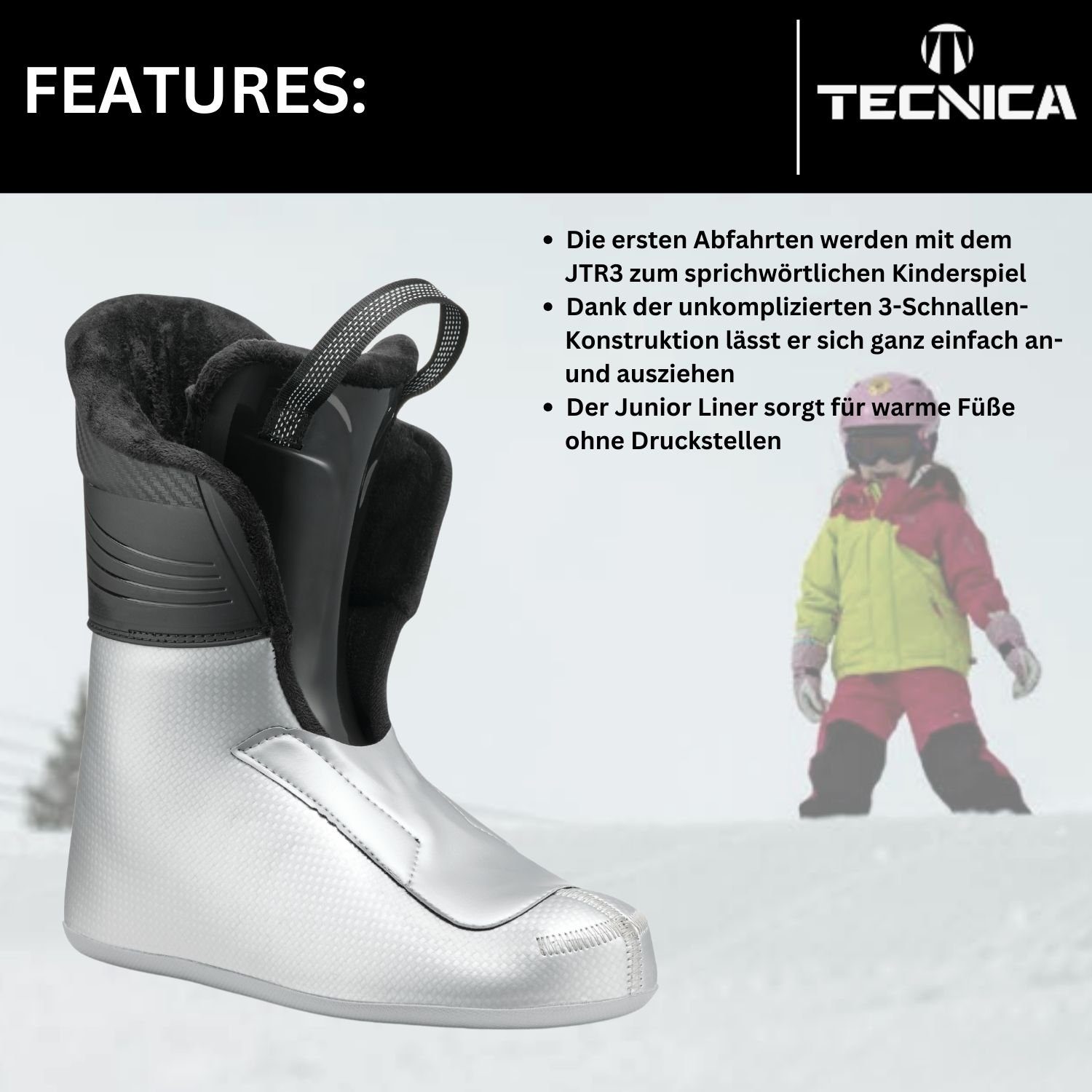 Flex TECNICA Ski 3 Alpin Skischuhe 60 Tecnica Kinder Skischuh Junior JTR