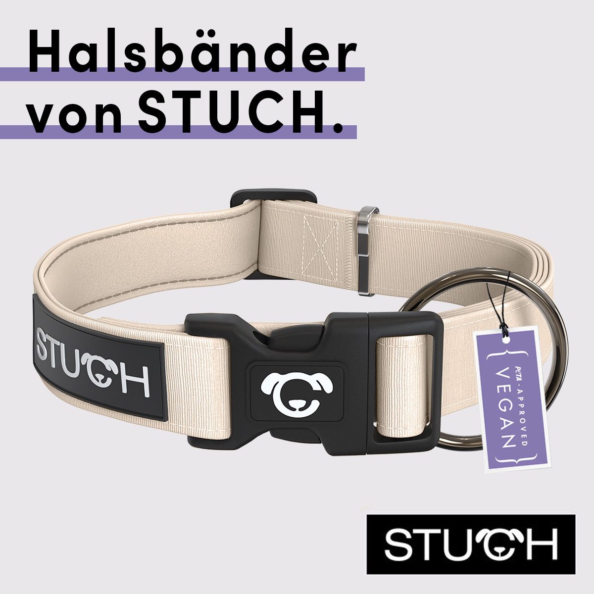 STUCH Hunde-Halsband STUCH Hundehalsband - verstellbares und gepolstertes Nylon Halsband