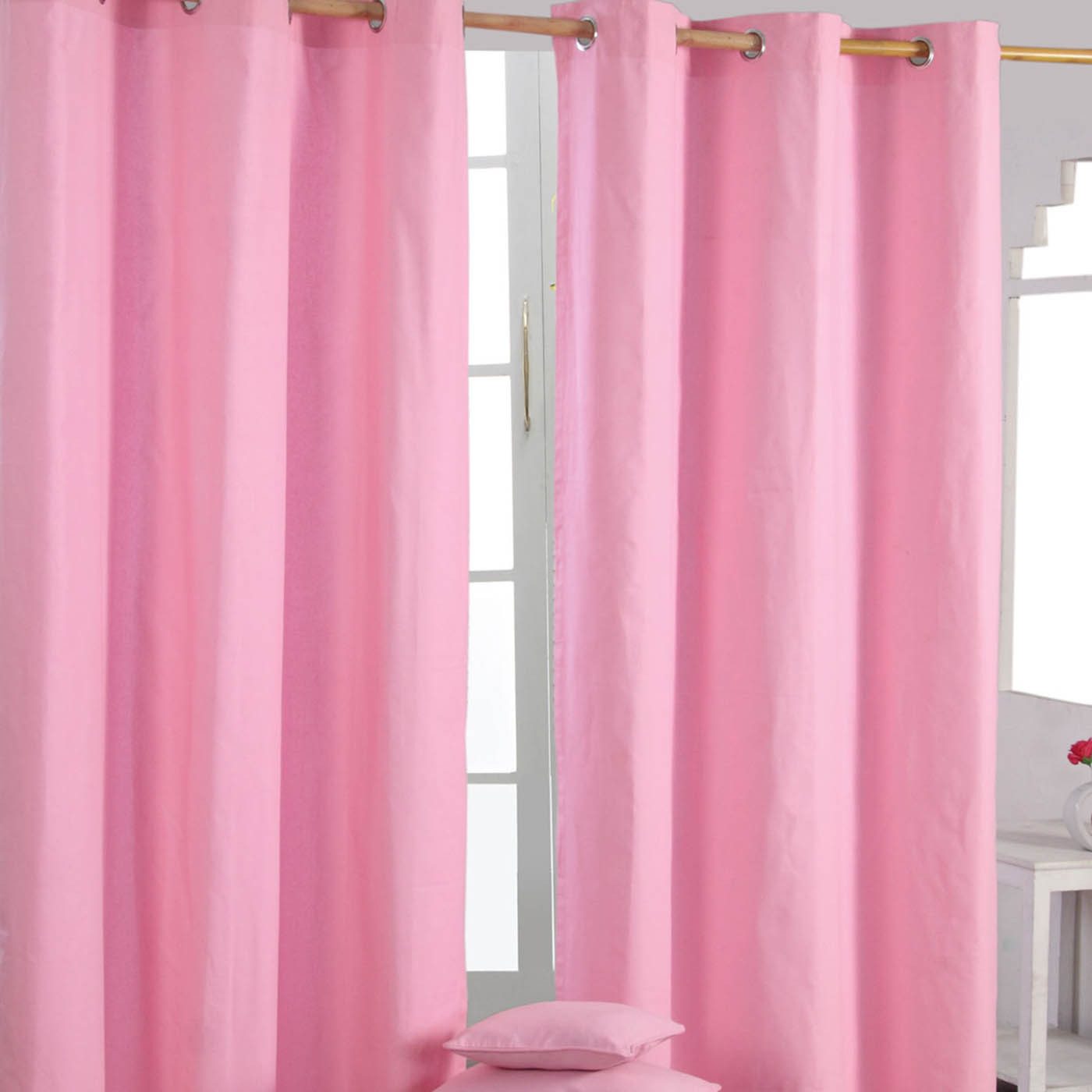 Gardine Gardinen mit Ösen unifarben rosa im 2er Set, 182 x 137 cm, Homescapes