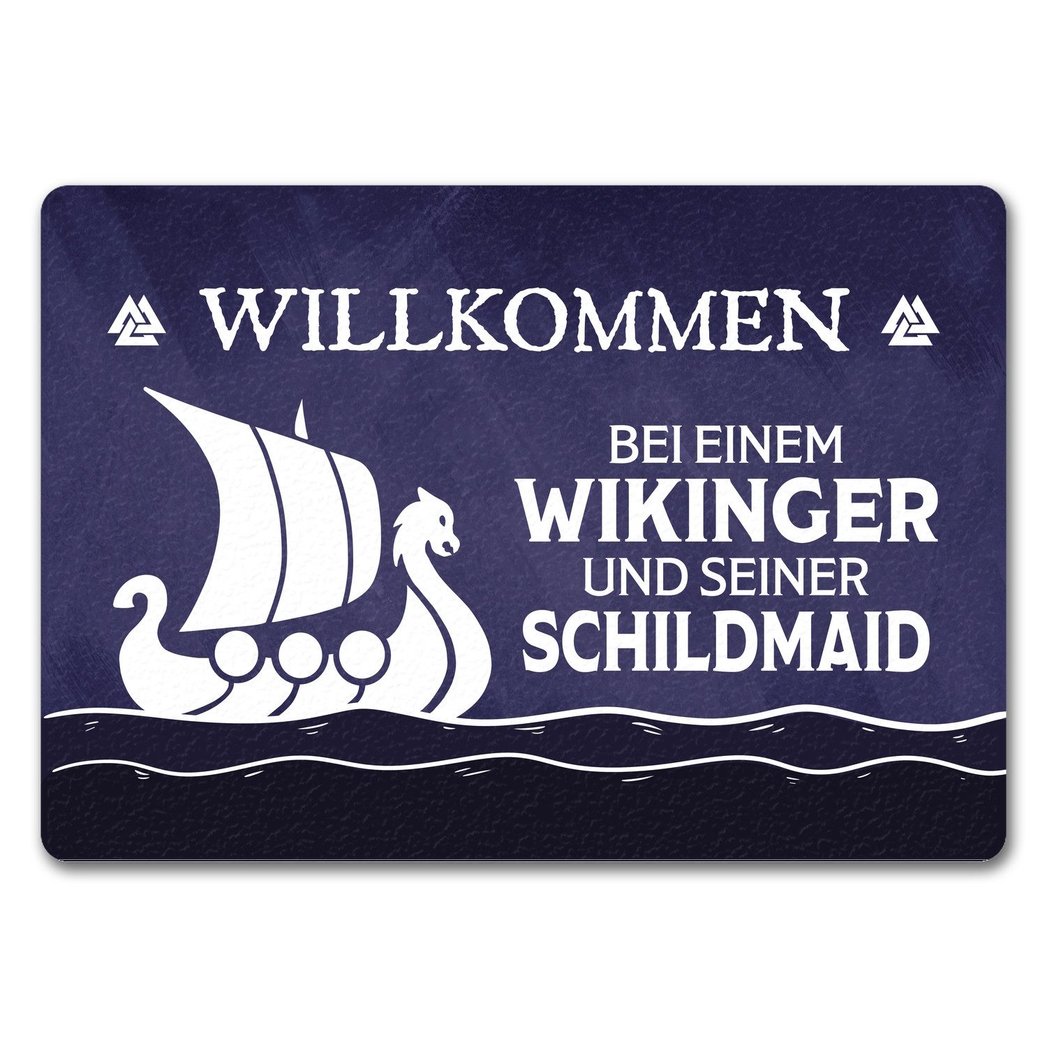 Fußmatte Willkommen bei einem Wikinger und seiner Schildmaid Fußmatte in 35x50
