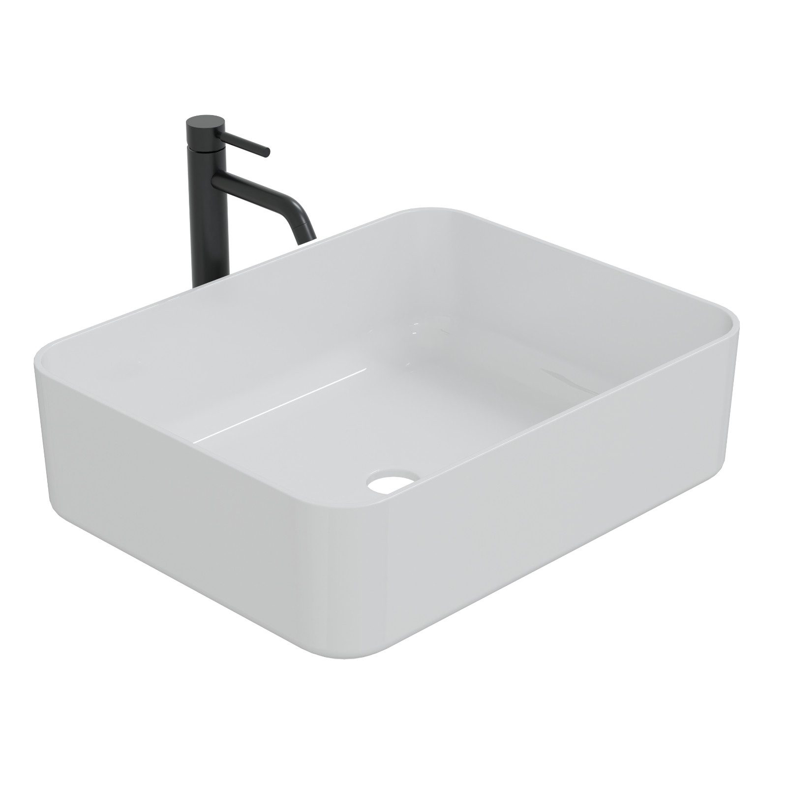 HAGO Aufsatzwaschbecken Keramik 50x39cm Weiß Kratzfest Abgerundet Waschscha günstig online kaufen