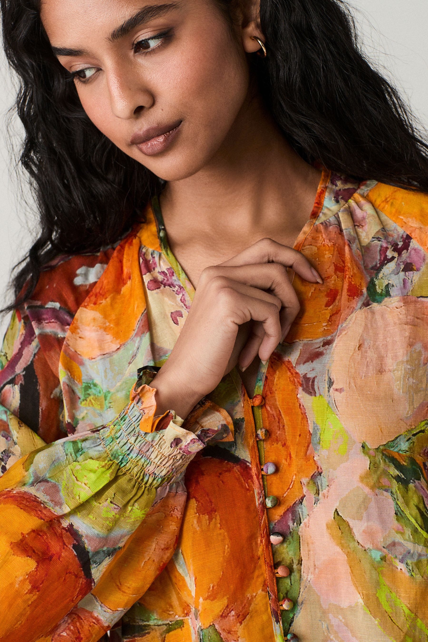 Next Langarmbluse Transparente langärmelige Schluppenbluse Volumen (1-tlg)