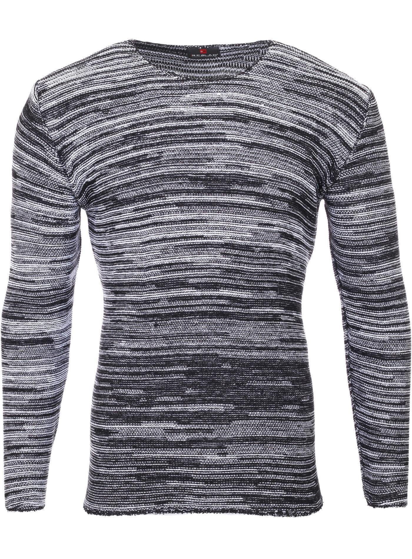 Reslad Strickpullover Reslad Strickpullover Herren-Pullover Melange Look Grobstrick-Pulli (1-tlg) Slim Fit Rundhalspullover für Männer