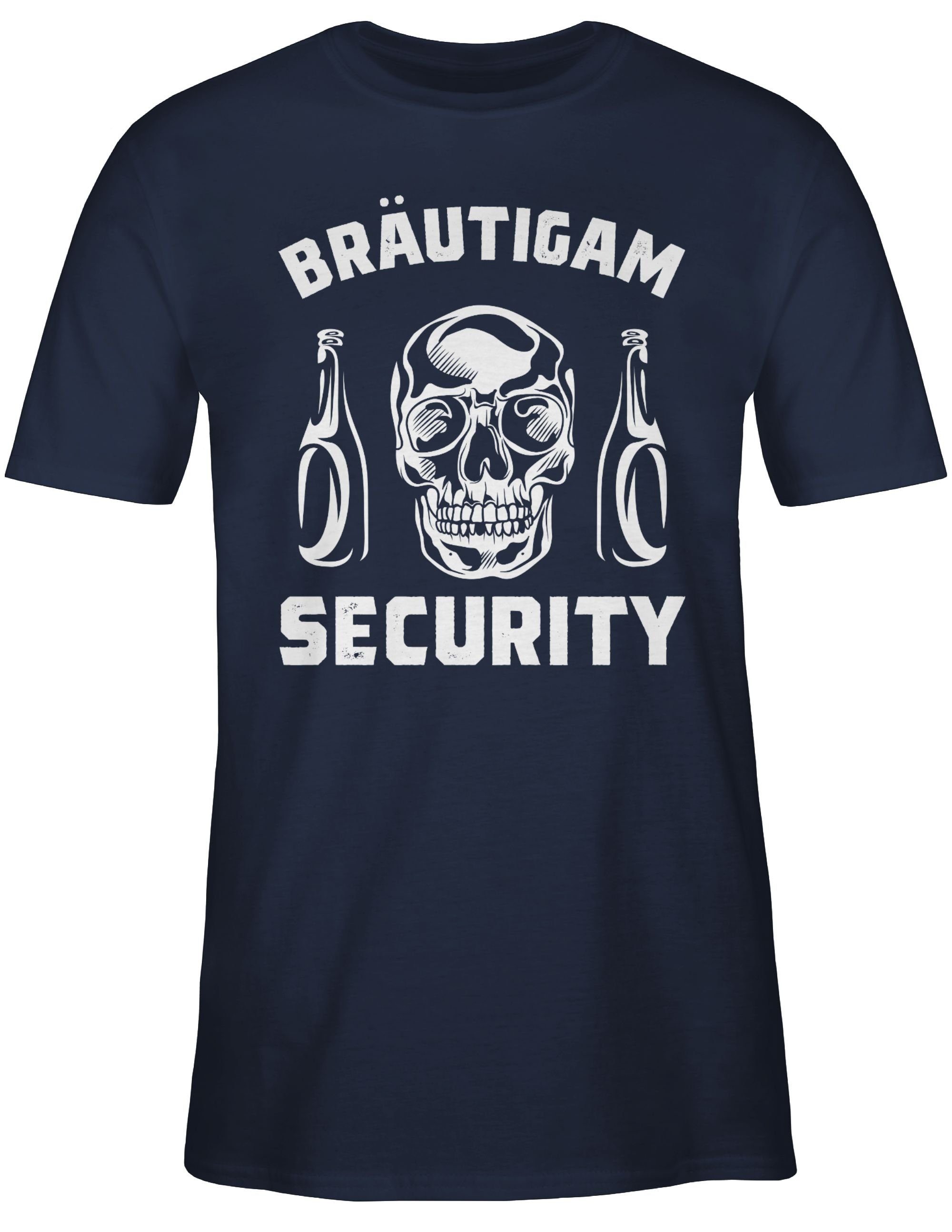 Shirtracer Männer Navy Bräutigam 3 JGA Security T-Shirt Blau Totenkopf