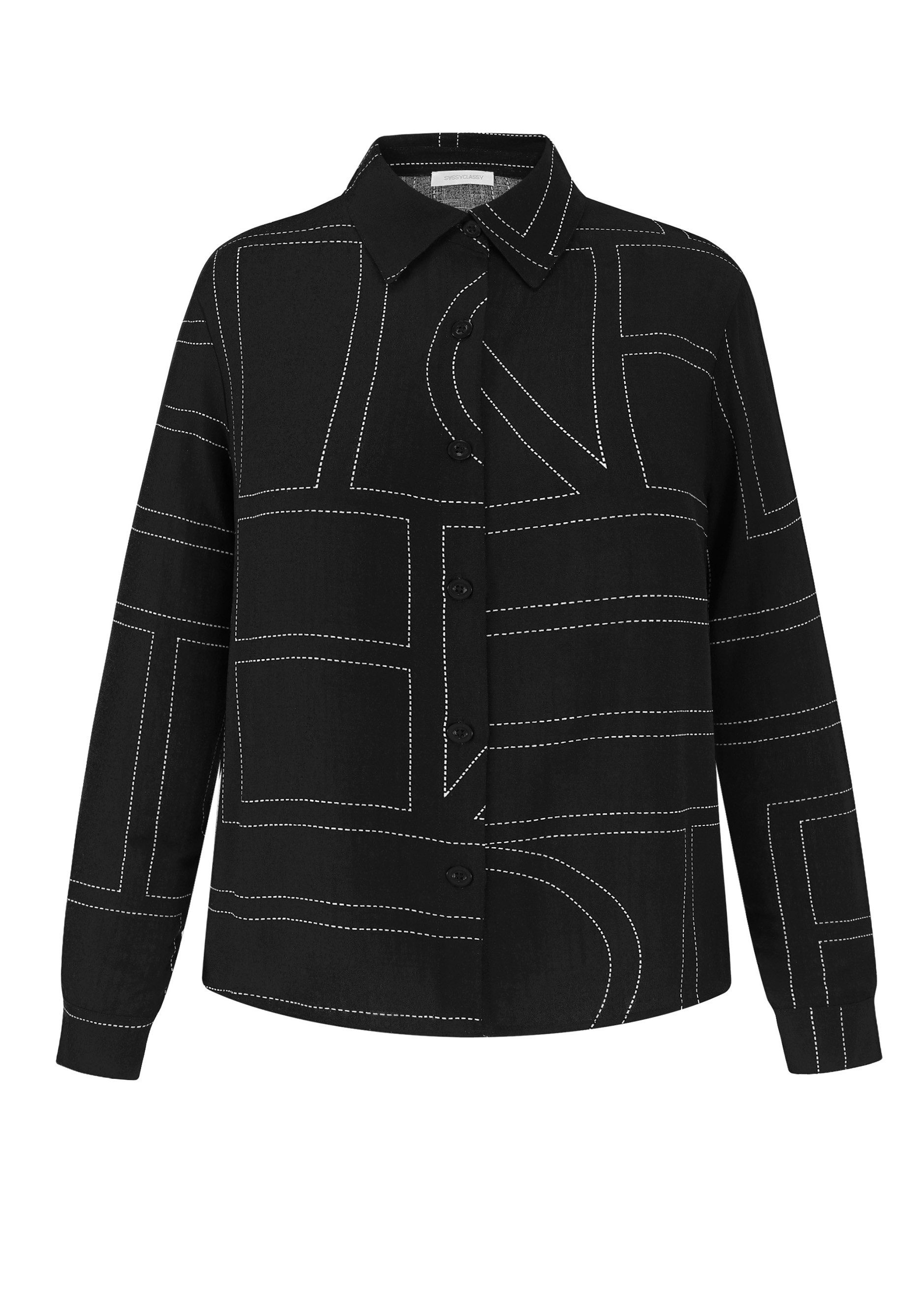 SASSYCLASSY Langarmbluse Bluse mit minimalistischem Print für Damen Lässige günstig online kaufen