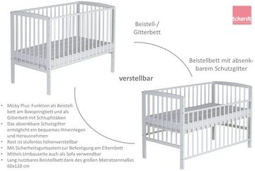 Schardt Babybett Beistellbett Micky plus, stufenlos höhenverstellbar von 34-62 cm