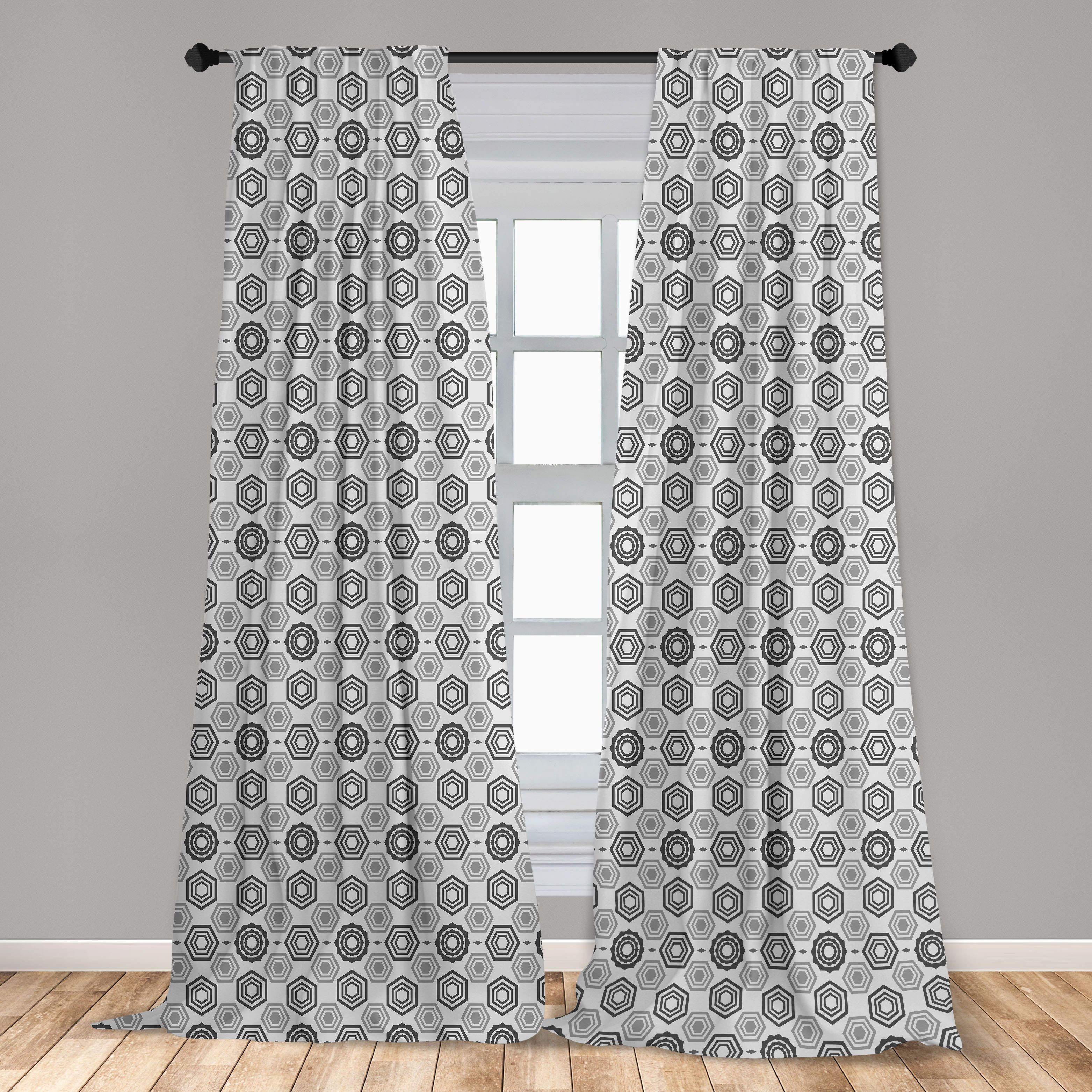 Abstrakt Microfaser, Hexagons Geometrisch Gardine Schlafzimmer für Vorhang Abakuhaus, Dekor, Wohnzimmer