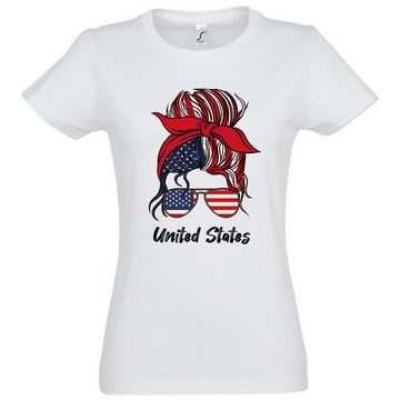Youth Designz Print-Shirt USA Flagge Damen T-Shirt mit lustigen Logo für Damen