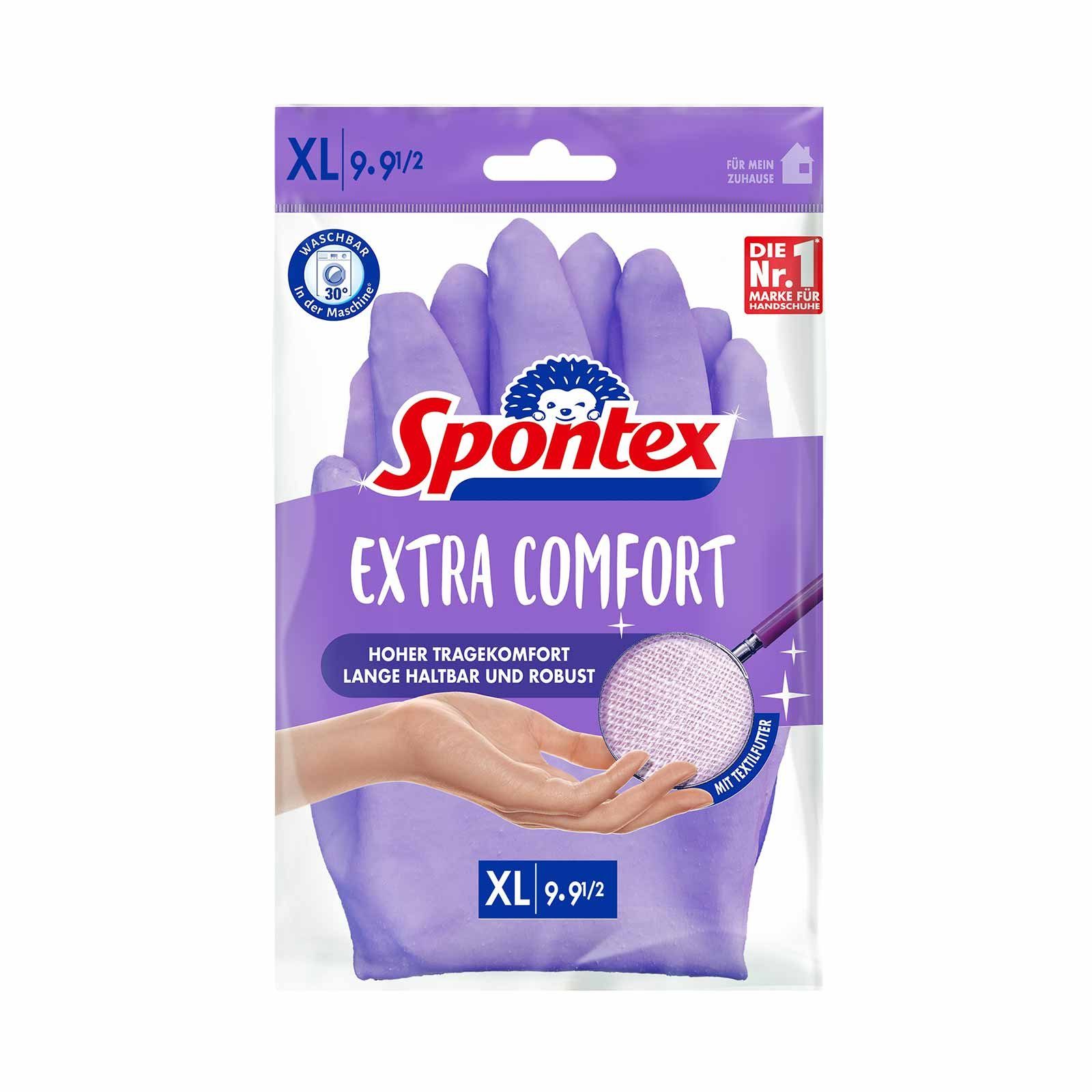SPONTEX Latexhandschuhe Spontex griffsicher Comfort Spülhandschuhe Haushaltshandschuhe - Extra (Spar-Set)