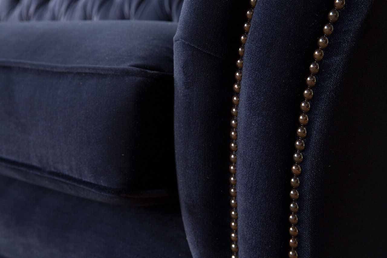 JVmoebel Chesterfield-Sofa, Sofa Dreisitzer Design Couch Textil Chesterfield Wohnzimmer Klassisch