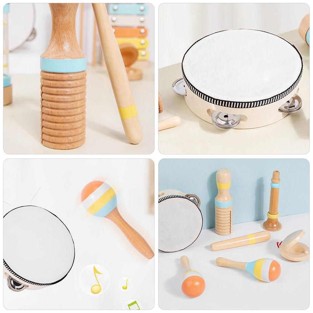 Flintry Spielzeug-Musikinstrument Montessori-Holzspielzeug für Kleinkinder von 3-6 Jahren, (6 tlg), modernes Boho-Percussion-Instrumenten-Set für Kinder,Geschenke