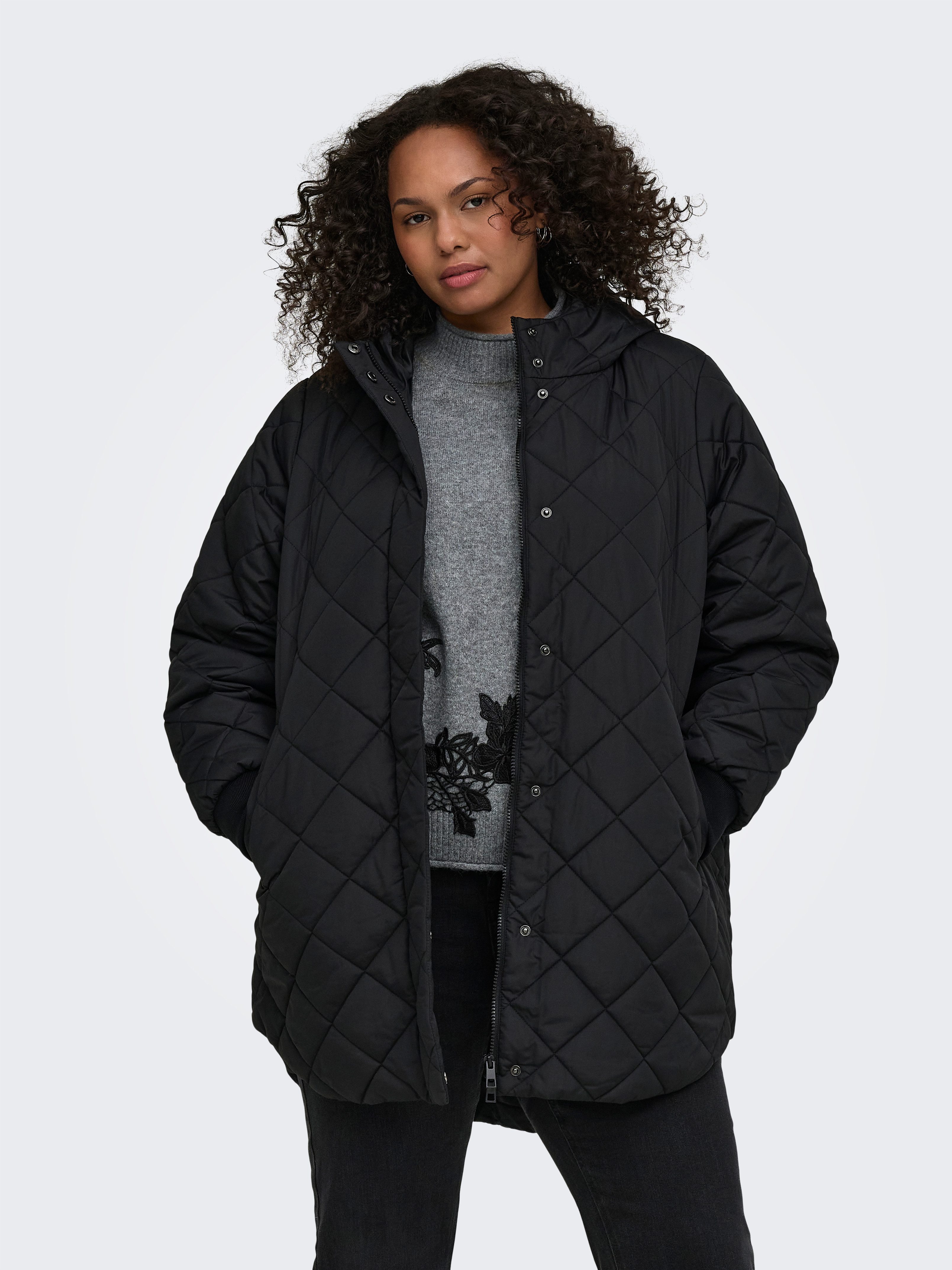 ONLY CARMAKOMA Steppmantel CARJULIET QUILTD HOOD ZIP COAT OTW NOOS Kunstfaser