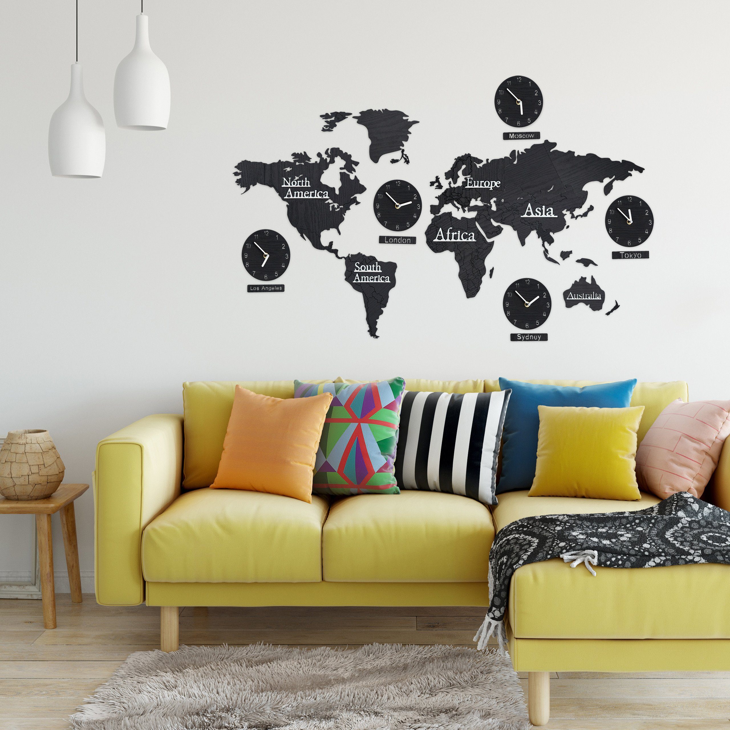 relaxdays Wandsticker Weltkarte Holz mit 5 günstig online kaufen
