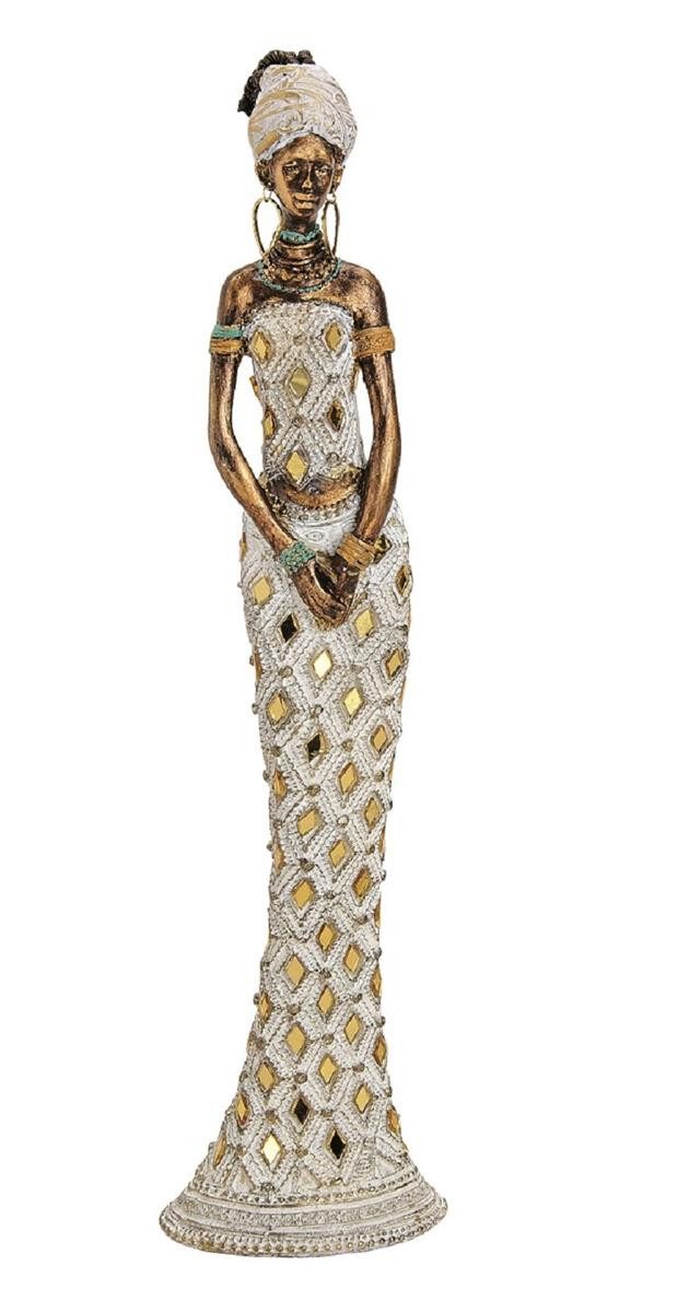 Geschenkestadl Afrikafigur Afrikanerin 33 cm Dekofigur afrikanische Frau weiss gold 2 Motive – Bild 3 von 3