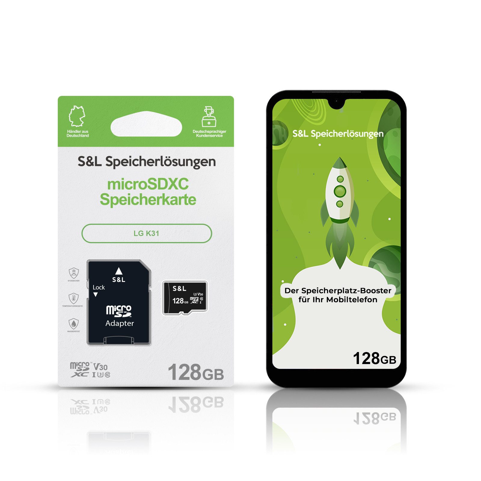 Tec-Expert microSD Karte S&L für LG K31 Speicherkarte (128 GB, Class 10, microSDXC)