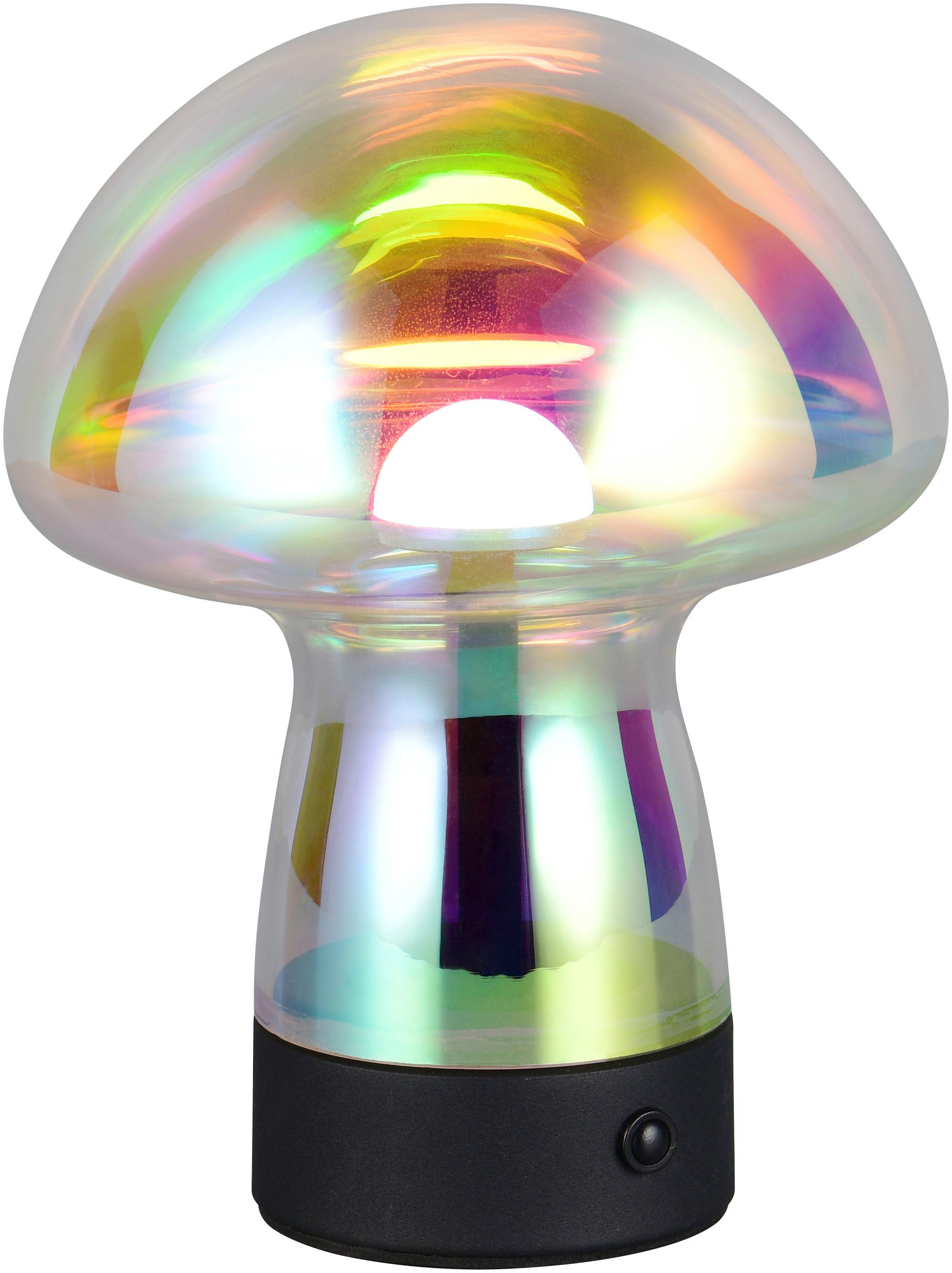 Reality Leuchten LED Tischleuchte DOOLEY, Akku LED Tischlampe aus Glas, Höhe 18 cm Ø 14cm, IP20 1,5W LED, Dimmfunktion, USB-Ladefunktion, mehrere Helligkeitsstufen, LED fest integriert, Warmweiß, 140 Lumen 3000K warmweiß, Touchdimmer, USB-Ladeanschluss