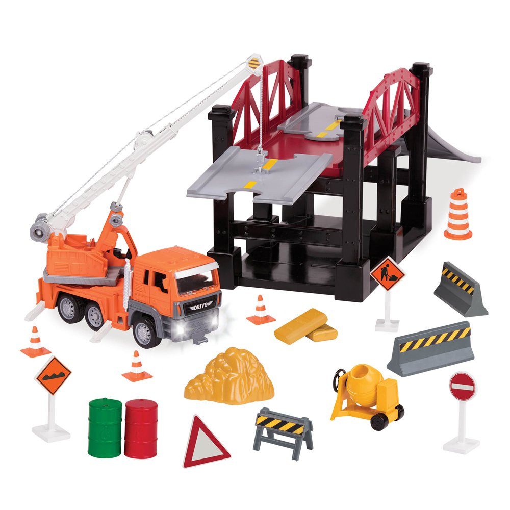 Driven Spielzeug-Auto Spielset Construction Baustelle Brücke