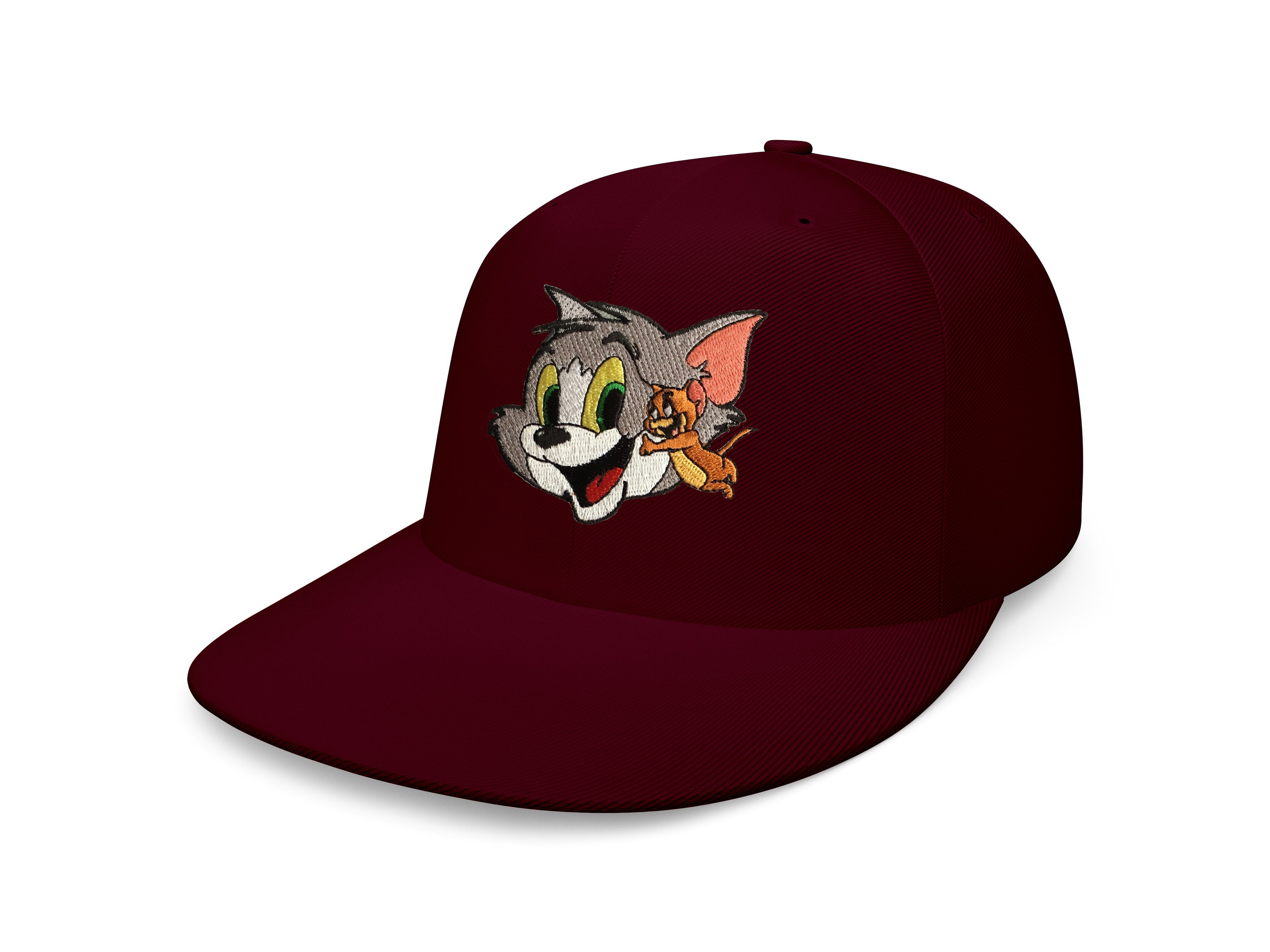 & Jerry Cap Brownie Maus Size Patch Katze One Unisex Cartoon Tom Erwachsene Burgund Blondie Snapback Stick