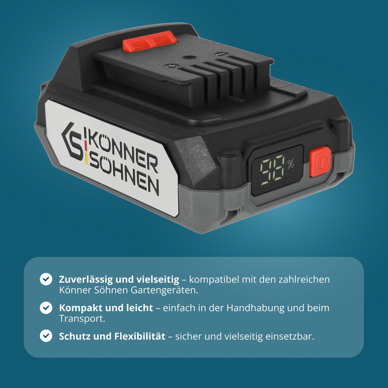 Könner & Söhnen KS 20V2-1-KIT Akku (1 St), Ultra-leicht (0,47kg Akku), LED-Anzeige, Mehrstufiger Schutz