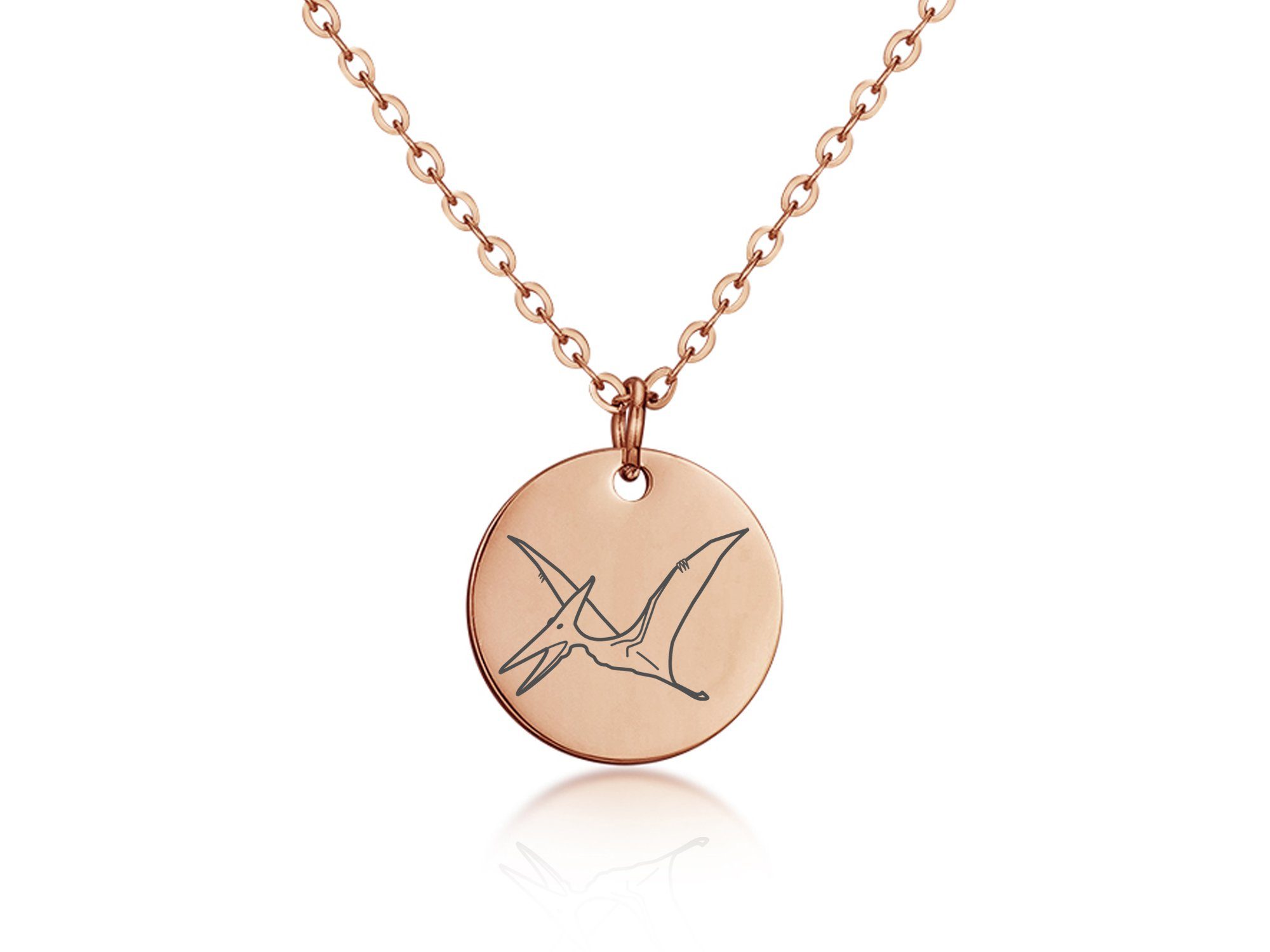 Silberkettenstore Kette mit Anhänger Halskette mit Anhänger Pteranodon - Edelstahl, zwei Längen und vier Farben rosé