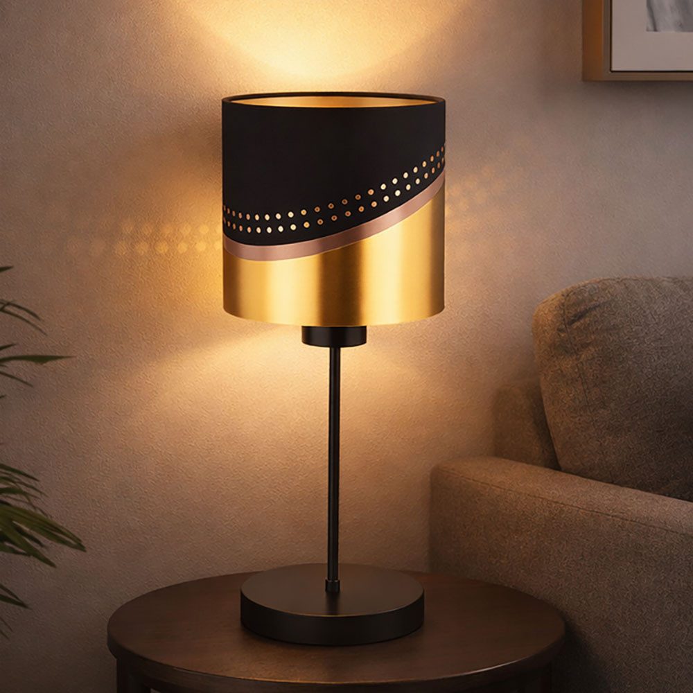 GLOBO LIGHTING LED Tischleuchte, Leuchtmittel inklusive, Warmweiß, Tischleuchte Beistellleuchte Nachttischlampe schwarz gold LED H 38 cm