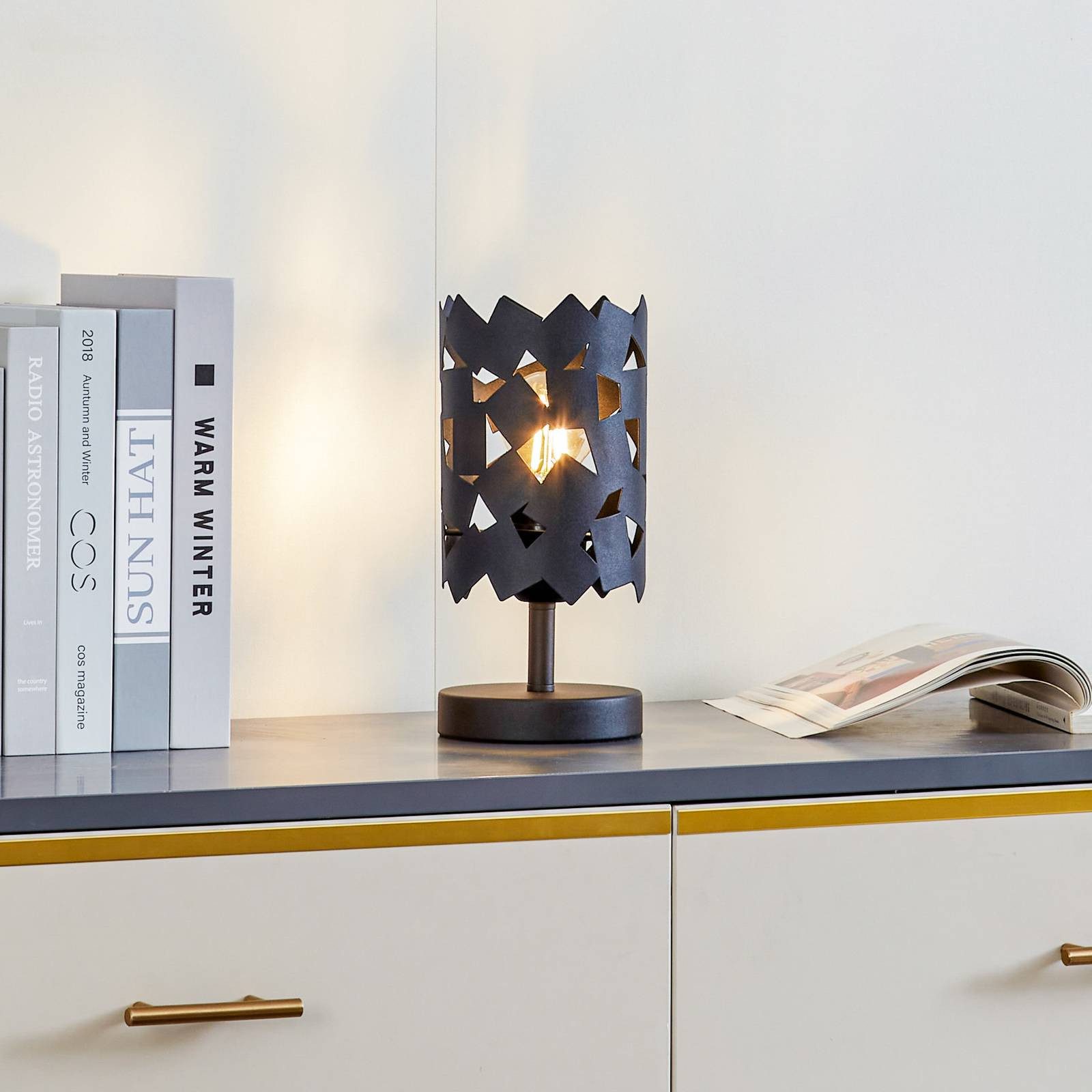Lucande Tischleuchte Aeloria, Metall, Schwarz IP20, 1 x 15 W LED