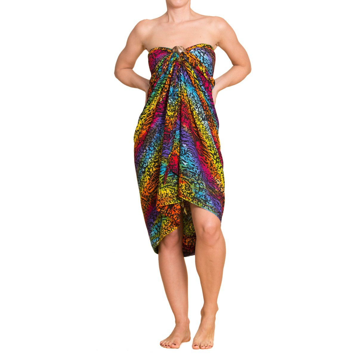 Bikini für Strandkleid Cover-up auch als B013 tragbar Rainbow Wachsbatik Größen Strand Tuch PANASIAM großen Wrap in Sarong Strandtuch den Pareo Überwurf oder,