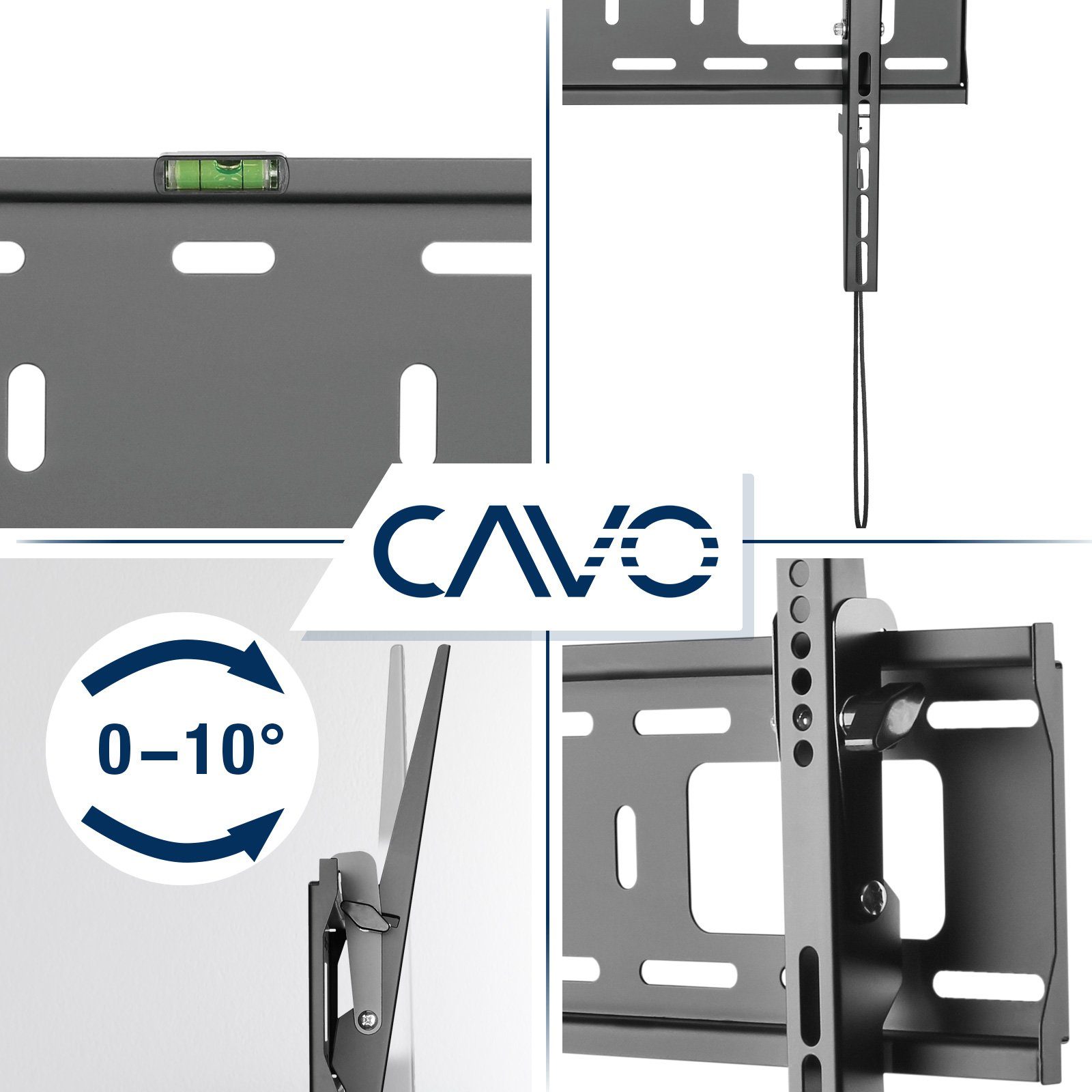 CAVO TV-Wandhalterung TV-Halterung neigbar, für Flach & Curved Fernseher & Monitor, (bis 70 Zoll, für 37 - 70 Zoll Bildschirme bis 50 kg, max. VESA 600x400 mm)