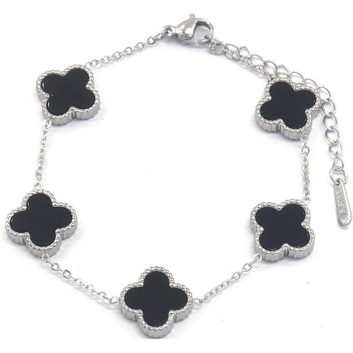 KARMA Silberarmband Silberarmband Damen Edelstahl Damenschmuck Armband für Damen in silber und schwarz mehr