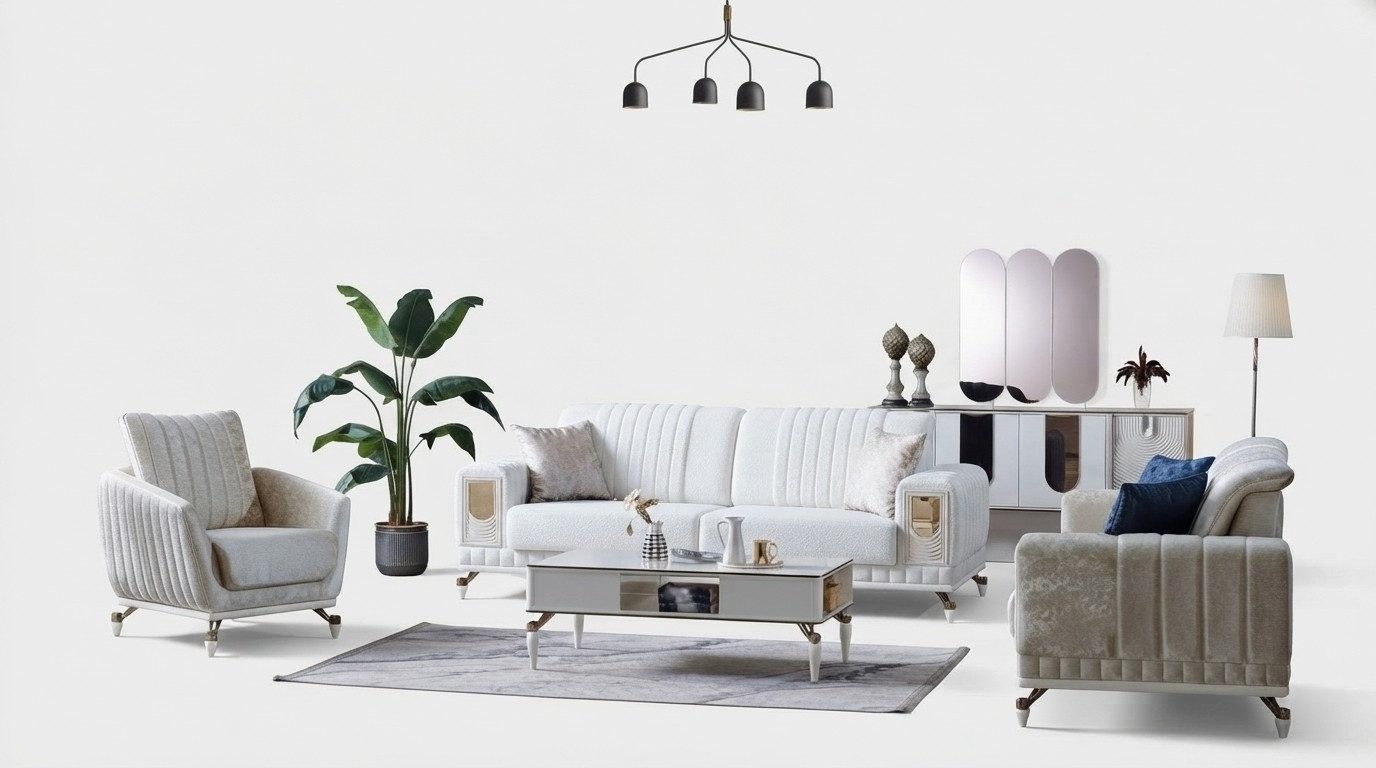 Xlmoebel Polstergarnitur Luxus Sofagarnitur 3+3+1 Sitzer Modern 3-teiliges Set, (Sofagarnitur, 3-tlg., 3-teilig, 3+3+1 Sitzer), Made in Europa