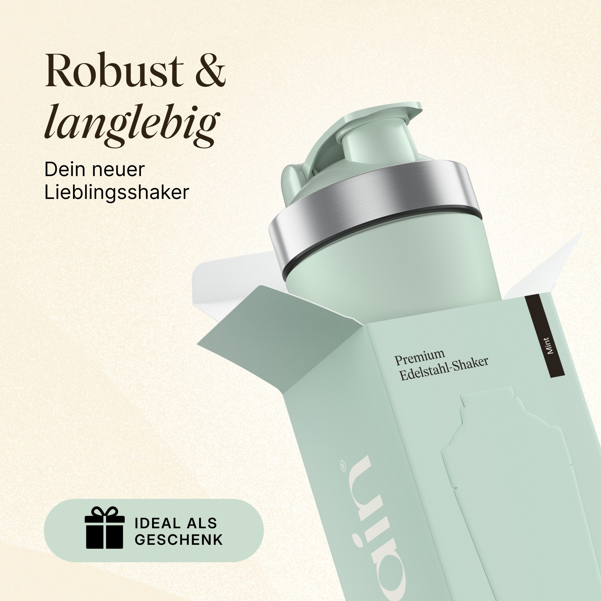 VETAIN Protein Shaker Edelstahl 700ml - 100% Auslaufsicher, Außen gravierte Messskala - Frei von BPA & DEHP - Spülmaschinenfest