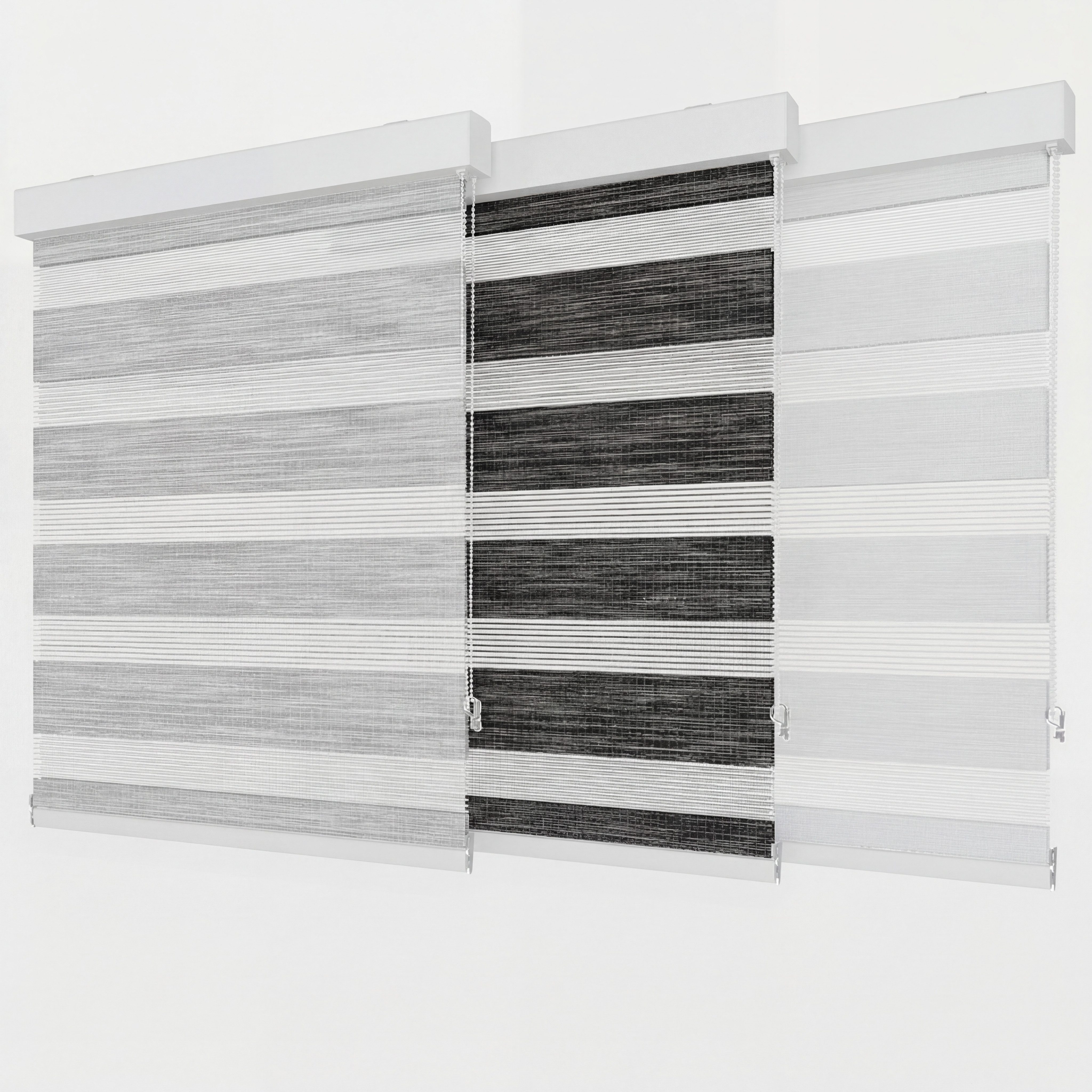 Doppelrollo Doppelrollo Alu-Kassette weiß Höhe 250 cm Sichtschutz Seitenzugrollo, Plisseeonline, Lichtschutz, Deckenmontage, Freihängend, Deckenmontage mit Clips, Robuste Alukassette und hochwertiger Polyesterstoff in weiß