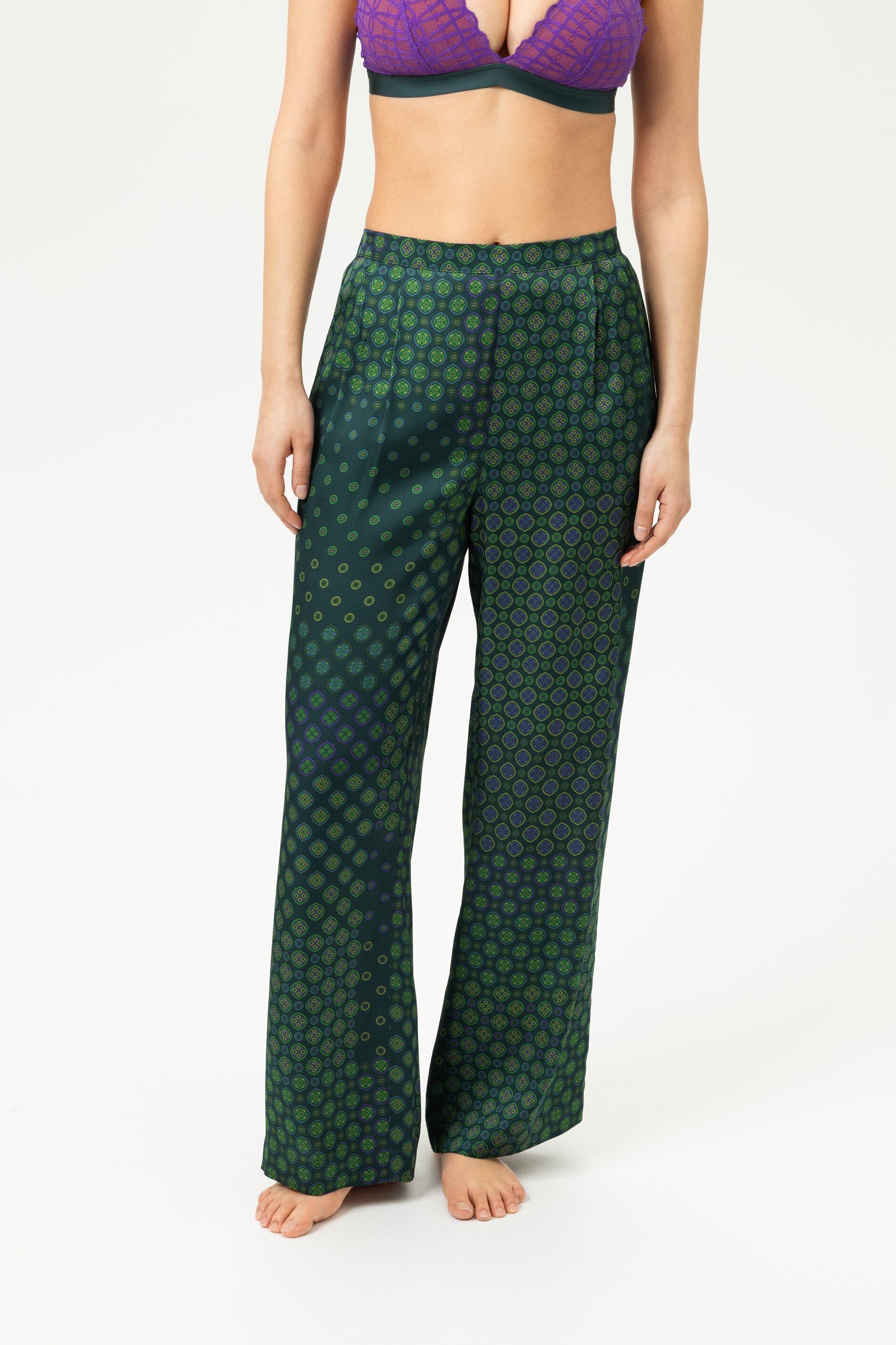 Schlafhose Mey Hose lang Serie Greenline Tie mit Print Hose