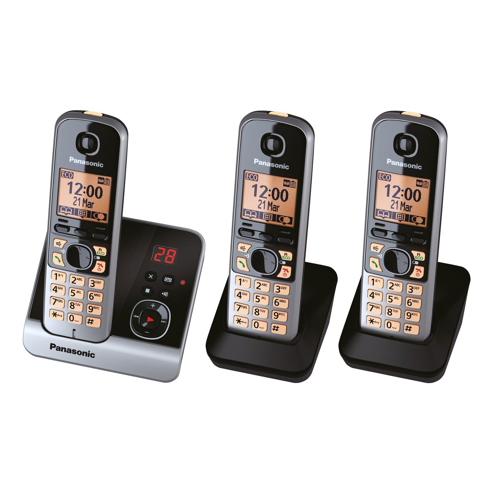 (mit 2 DECT-Telefon Schnurloses Smart-Taste) 6723 Anrufbeantworter, Mobilteilen, zusätzlichen Panasonic KX-TG